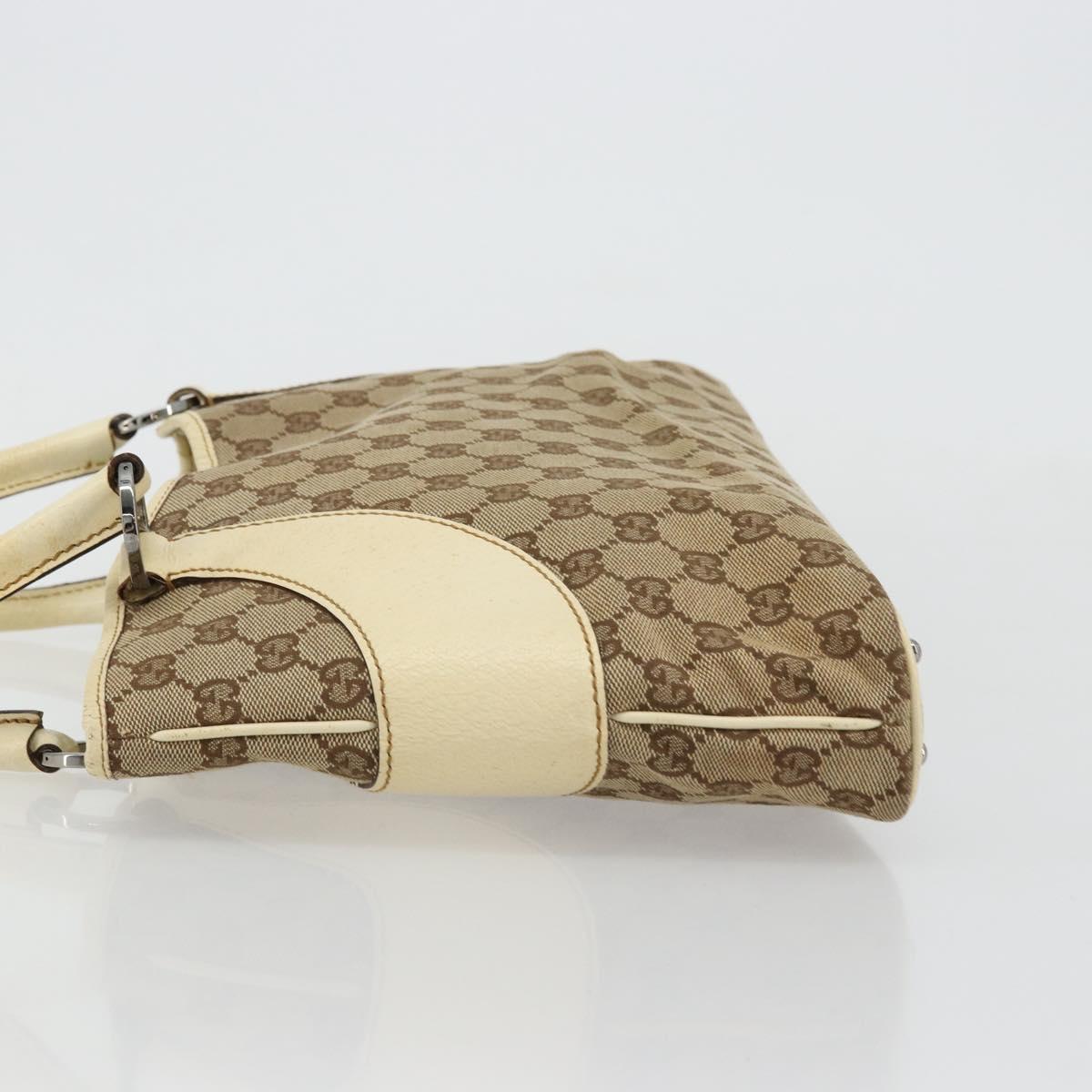 GUCCI GG Canvas Tote Bag Beige Silver 113015 Auth 179900