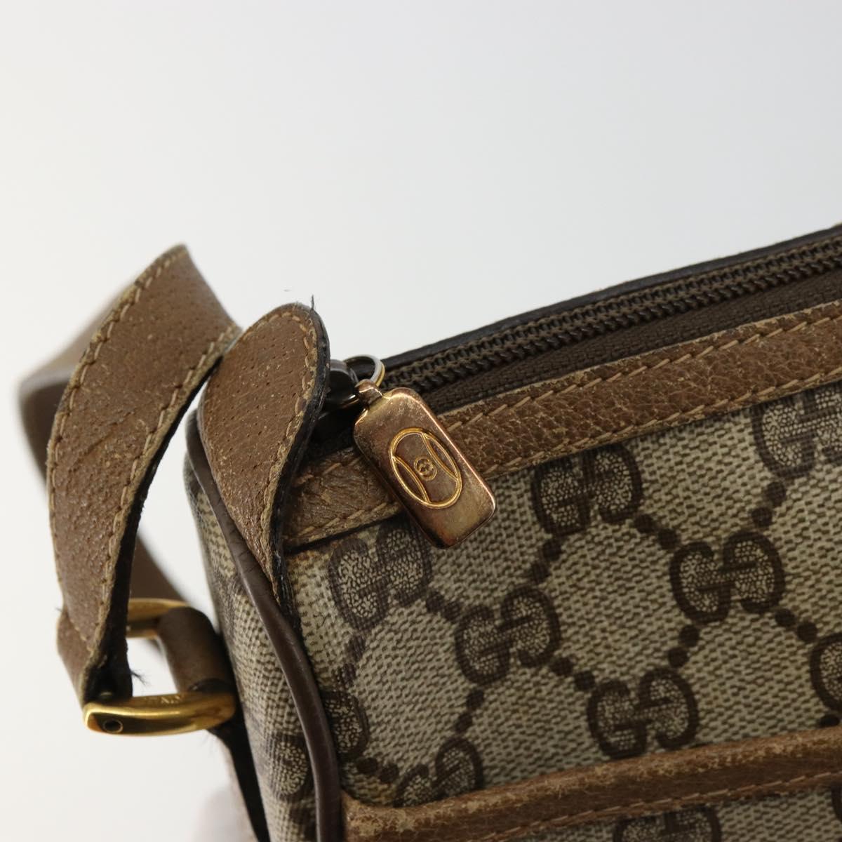 GUCCI GG Supreme Web Sherry Line Bag PVC Beige Gold 89 02 032 Auth 179902