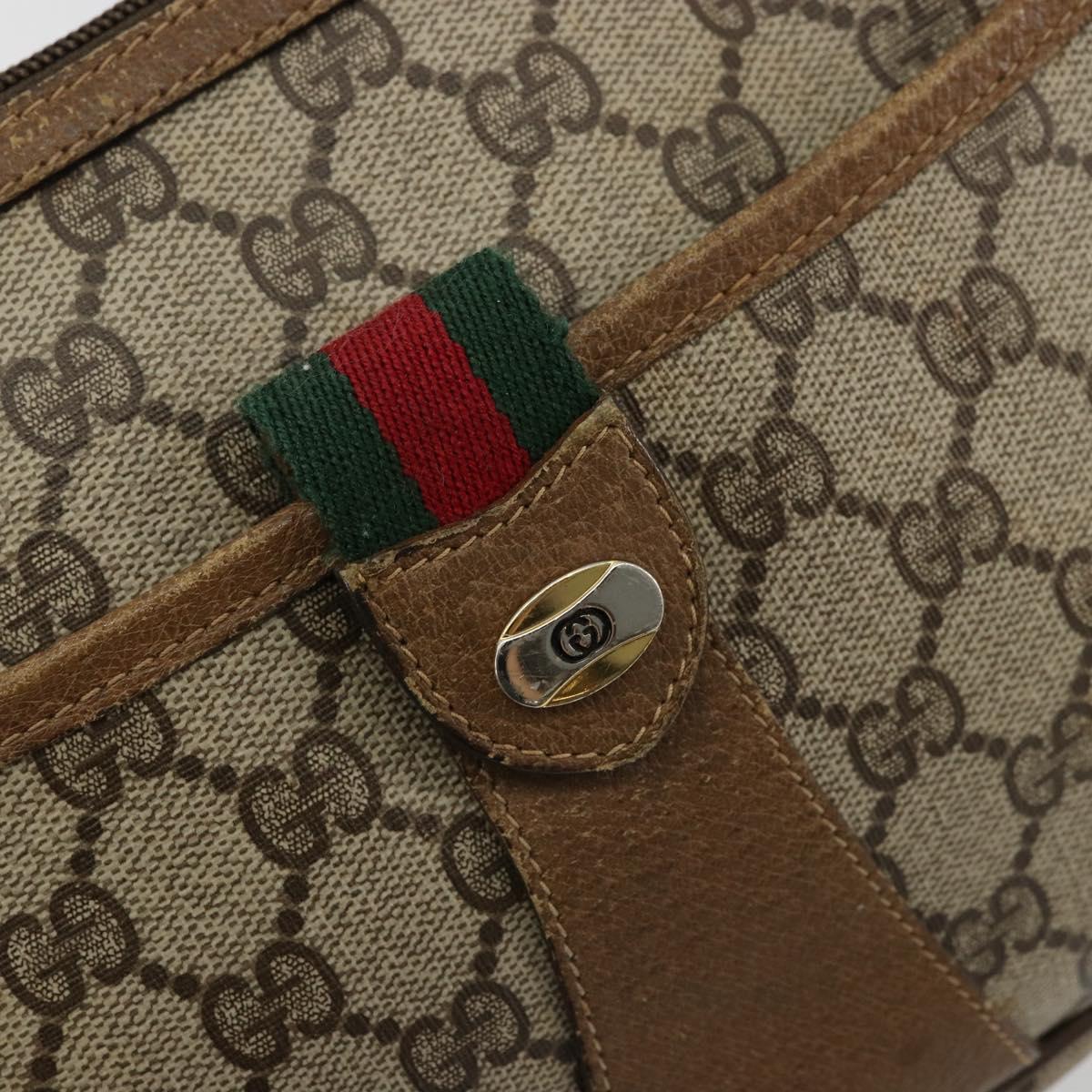 GUCCI GG Supreme Web Sherry Line Bag PVC Beige Gold 89 02 032 Auth 179902