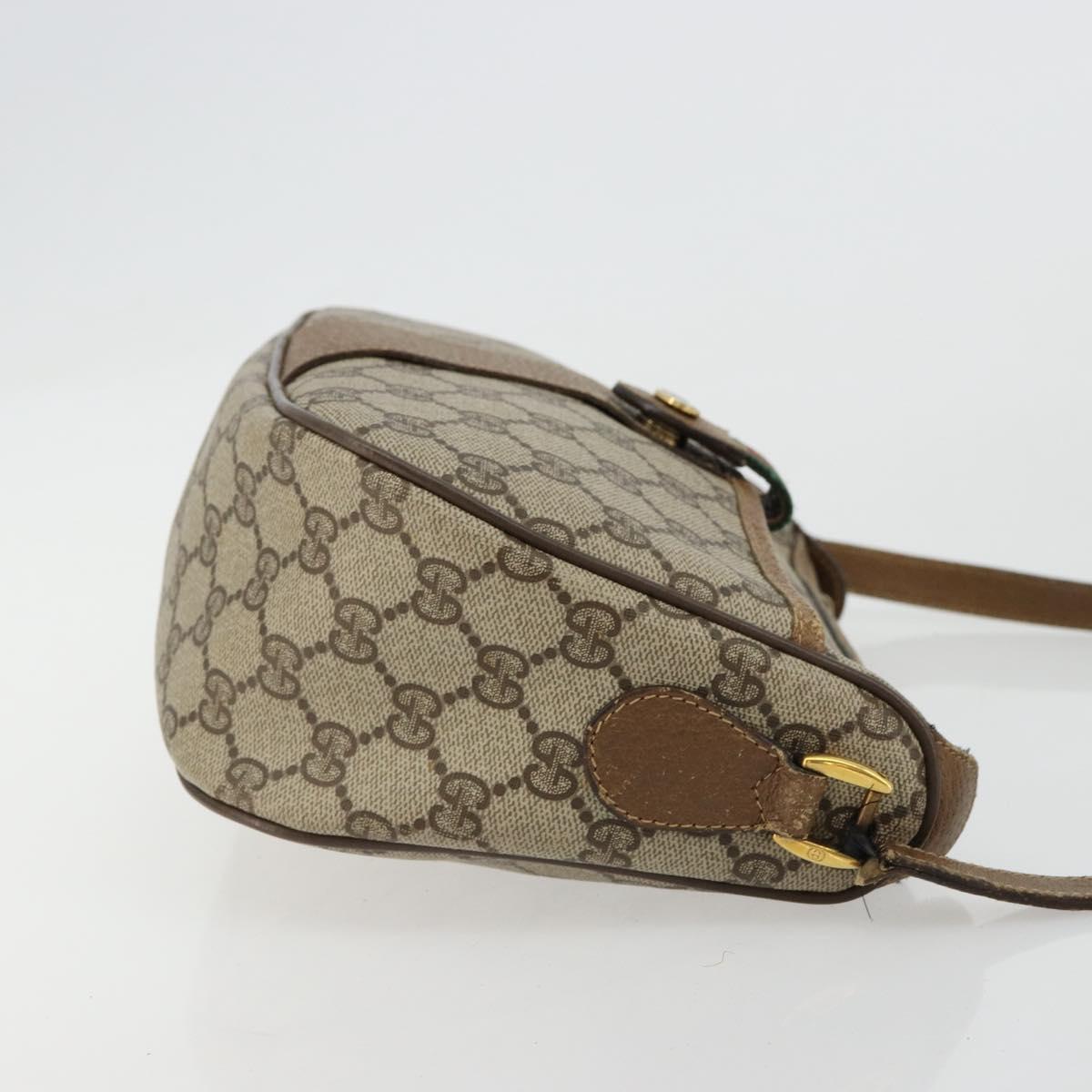 GUCCI GG Supreme Web Sherry Line Bag PVC Beige Gold 89 02 032 Auth 179902