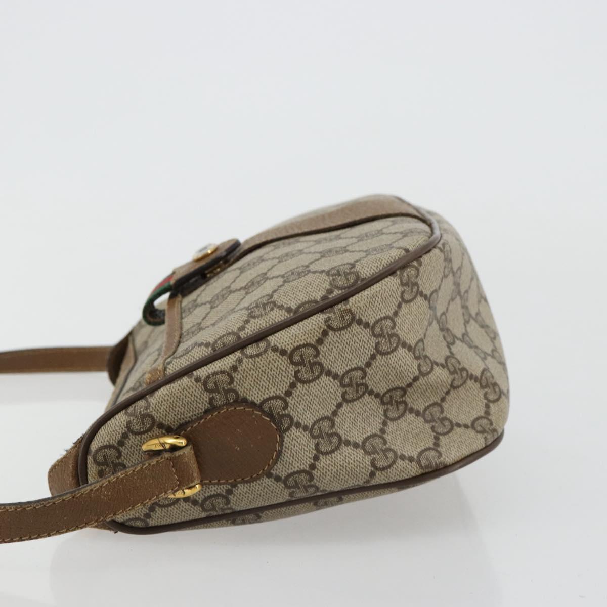 GUCCI GG Supreme Web Sherry Line Bag PVC Beige Gold 89 02 032 Auth 179902