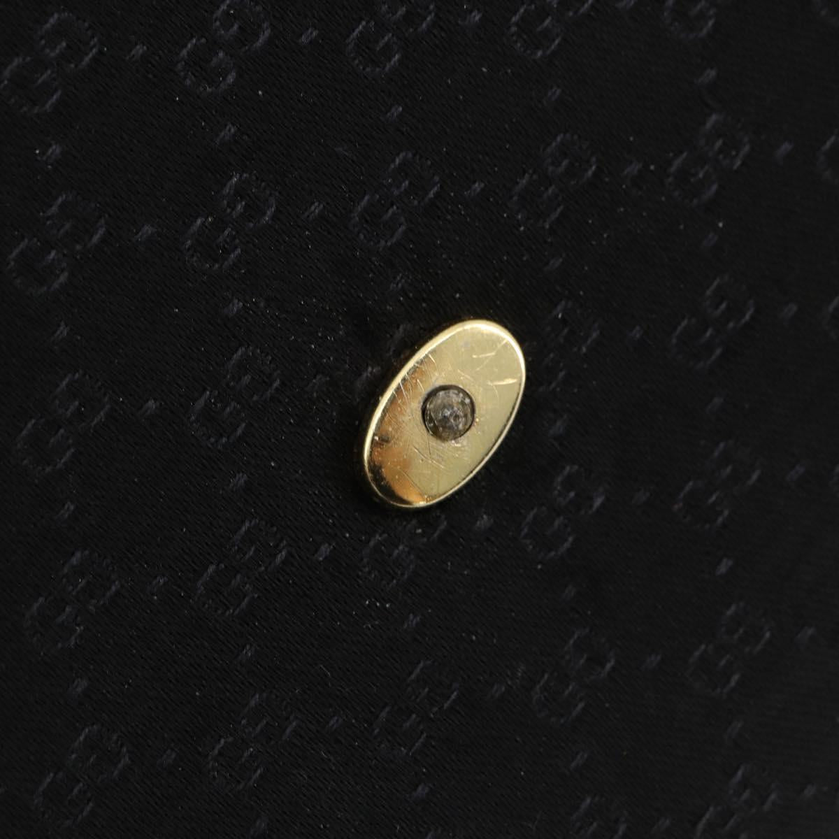 GUCCI Micro GG Canvas Chain Shoulder Bag Black Gold Auth 179903