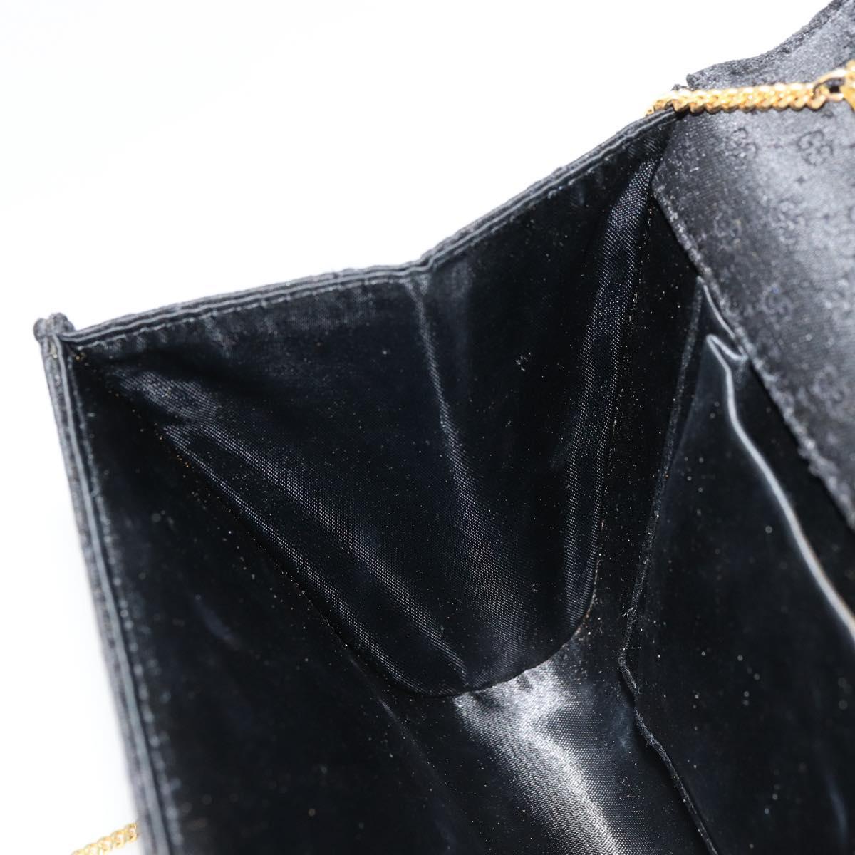 GUCCI Micro GG Canvas Chain Shoulder Bag Black Gold Auth 179903