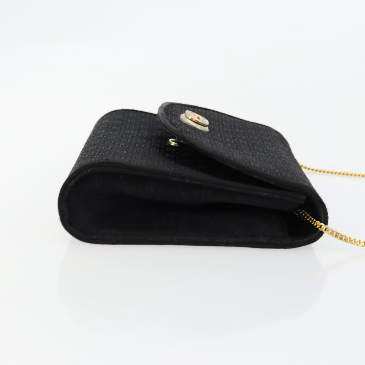 GUCCI Micro GG Canvas Chain Shoulder Bag Black Gold Auth 179903