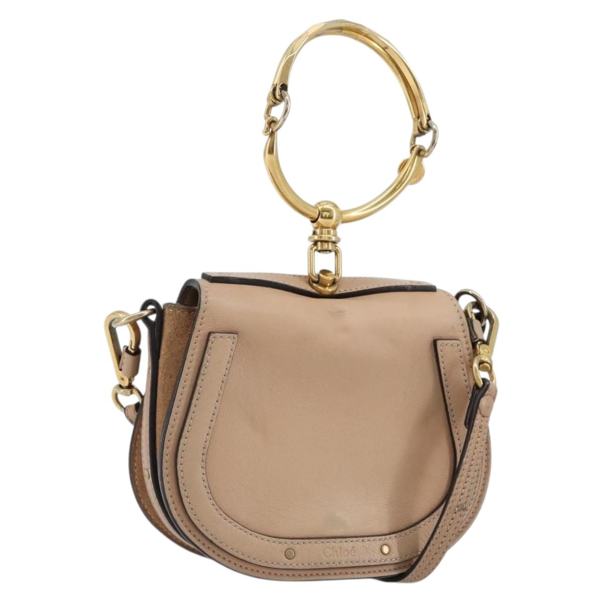 Chloe Nile Hand Bag Leather 2way Pink Gold Auth 179908A