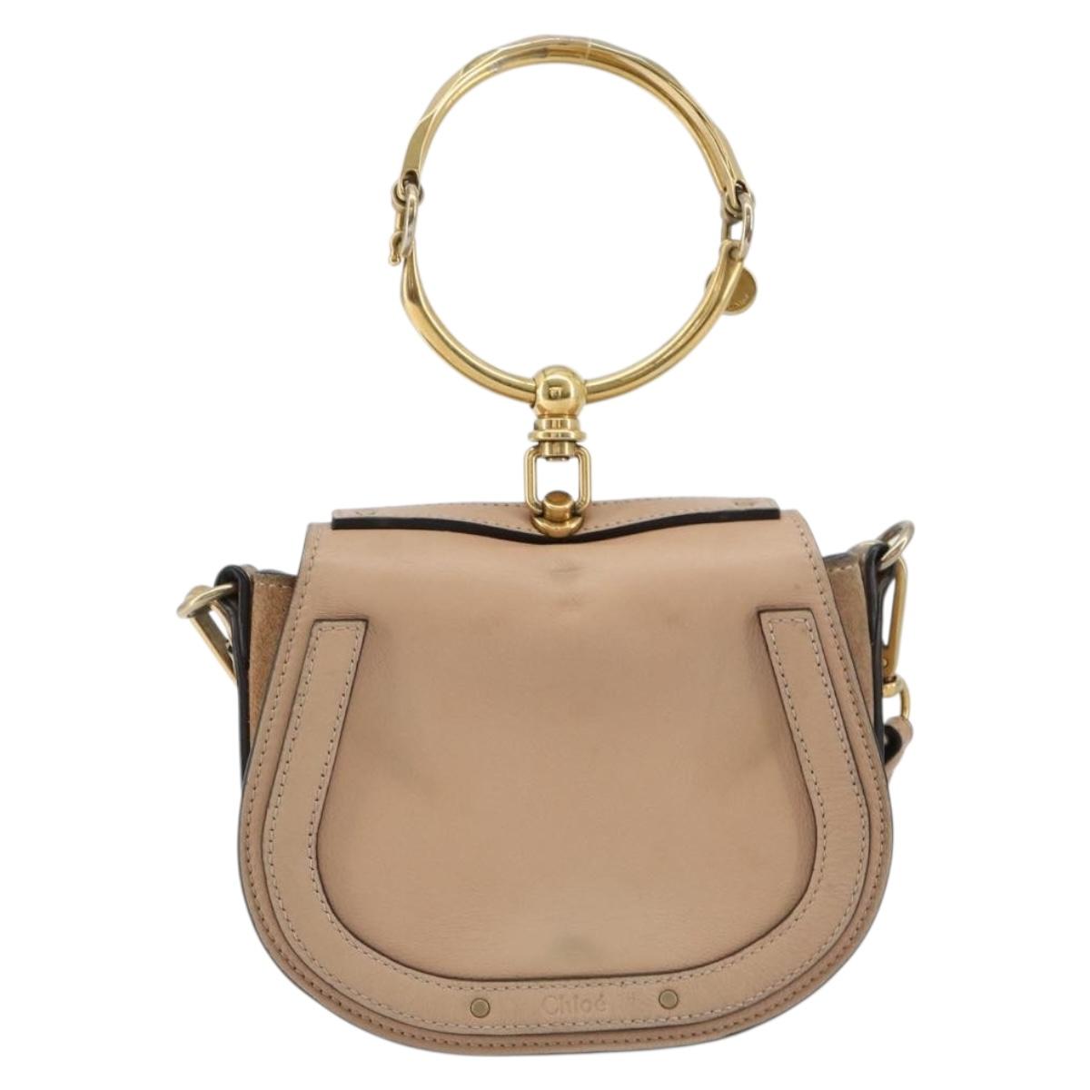 Chloe Nile Hand Bag Leather 2way Pink Gold Auth 179908A