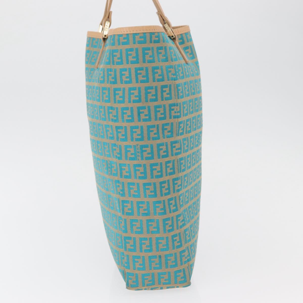 FENDI Zucchino Canvas Tote Bag Green Gold Auth 179910A