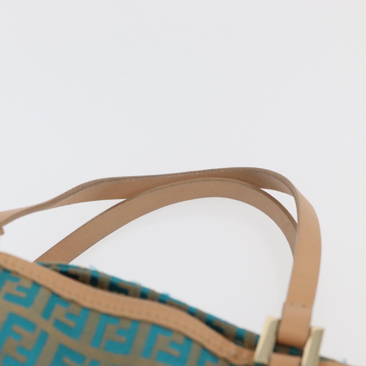 FENDI Zucchino Canvas Tote Bag Green Gold Auth 179910A