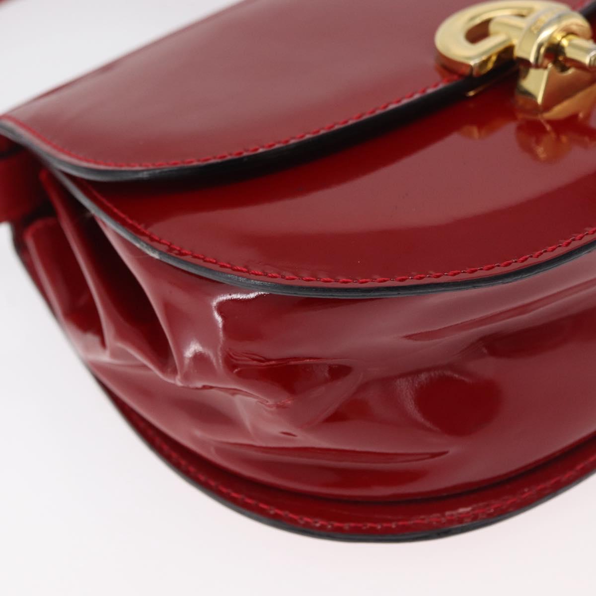CELINE Hand Bag Patent leather 2way Red Gold Auth 179911