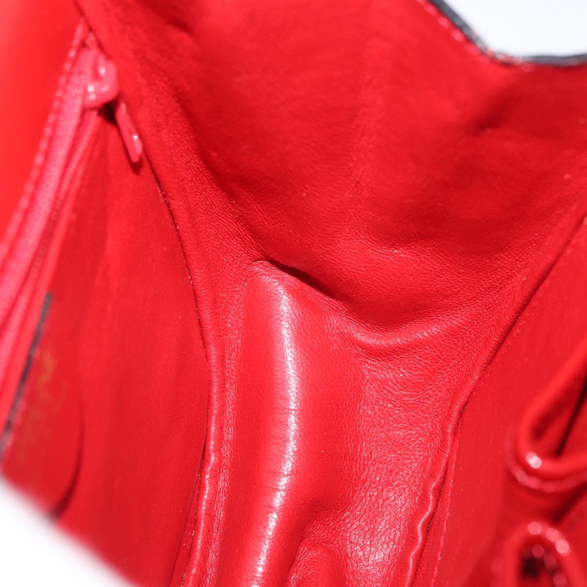CELINE Hand Bag Patent leather 2way Red Gold Auth 179911