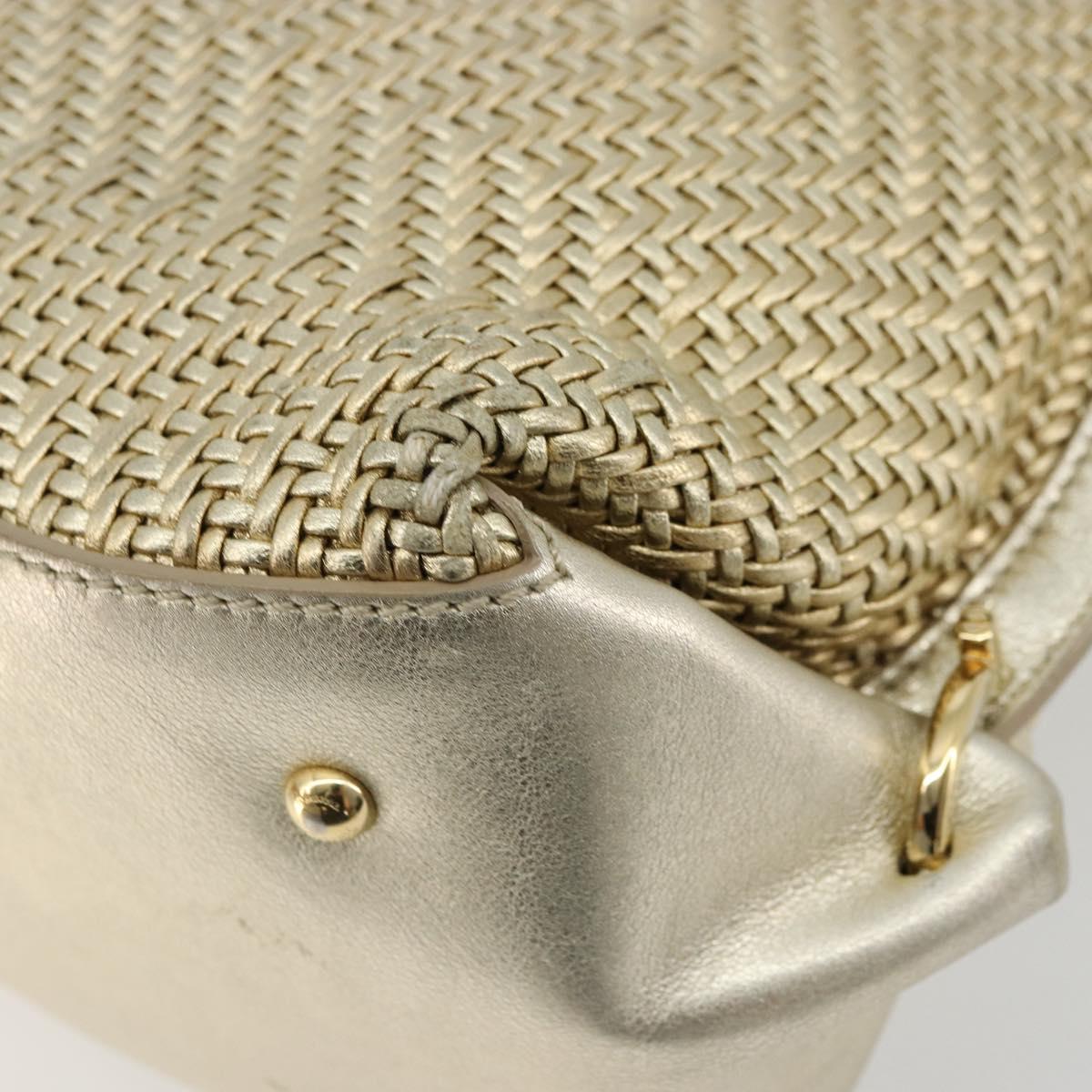 Salvatore Ferragamo Sofia Gancini Hand Bag Leather 2way Gold Auth 179912A