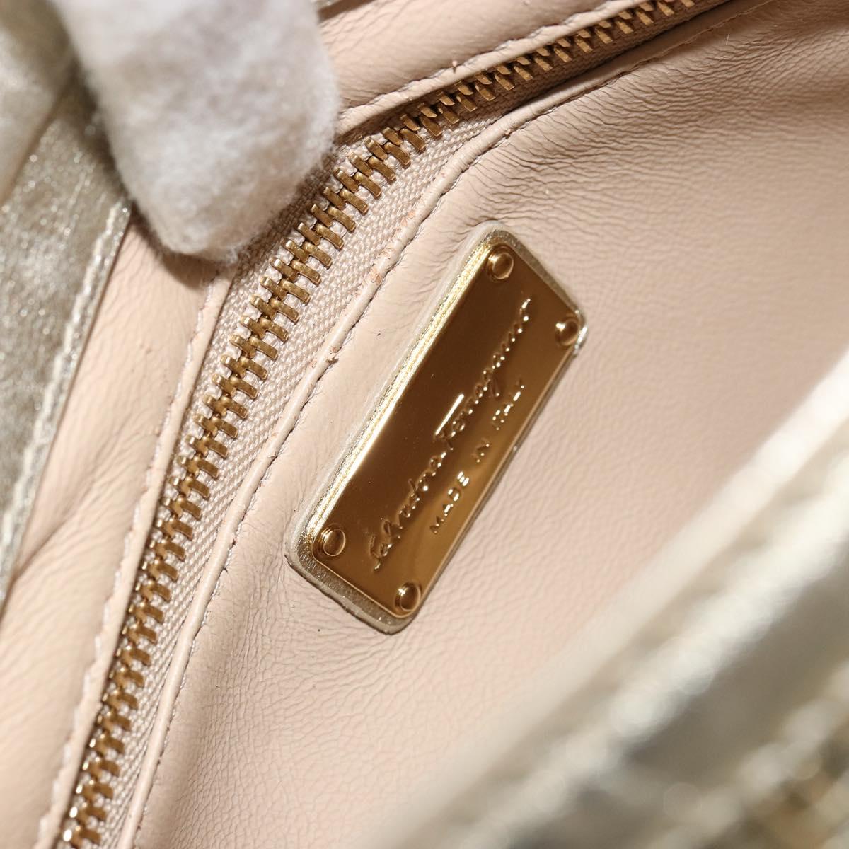 Salvatore Ferragamo Sofia Gancini Hand Bag Leather 2way Gold Auth 179912A