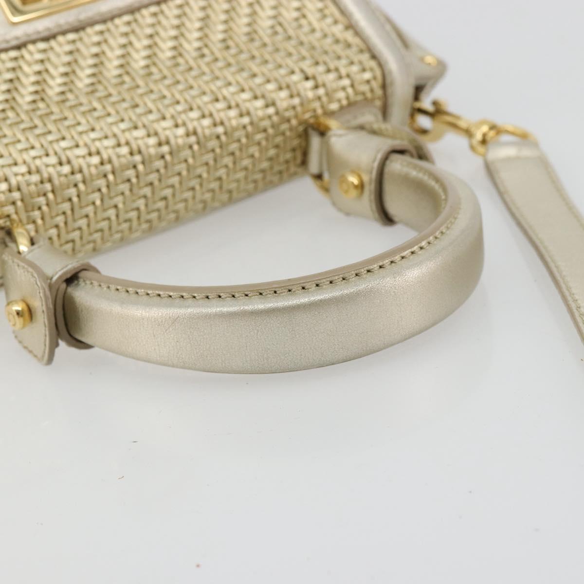 Salvatore Ferragamo Sofia Gancini Hand Bag Leather 2way Gold Auth 179912A