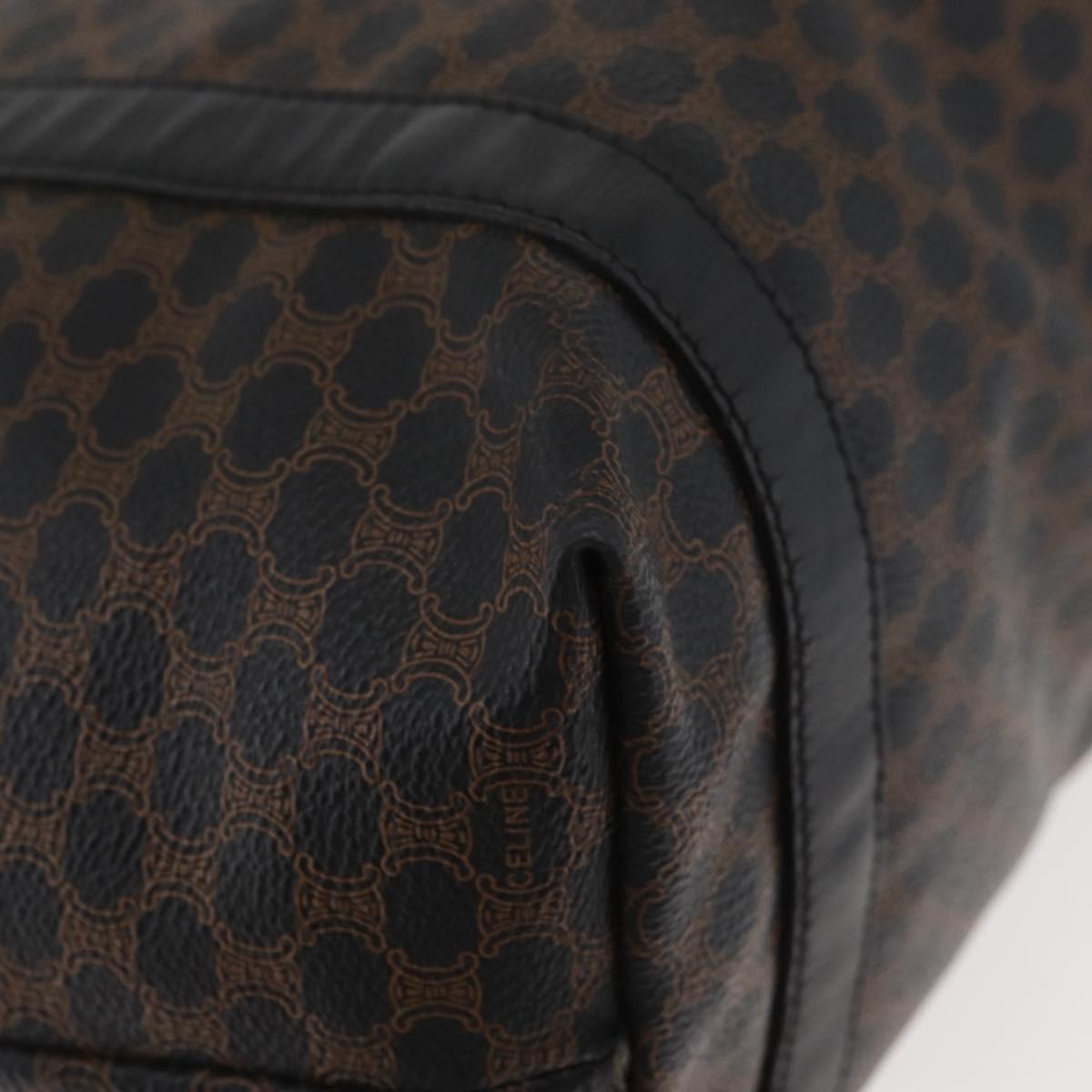CELINE Macadam Canvas Tote Bag PVC Leather Black Gold Auth 179914