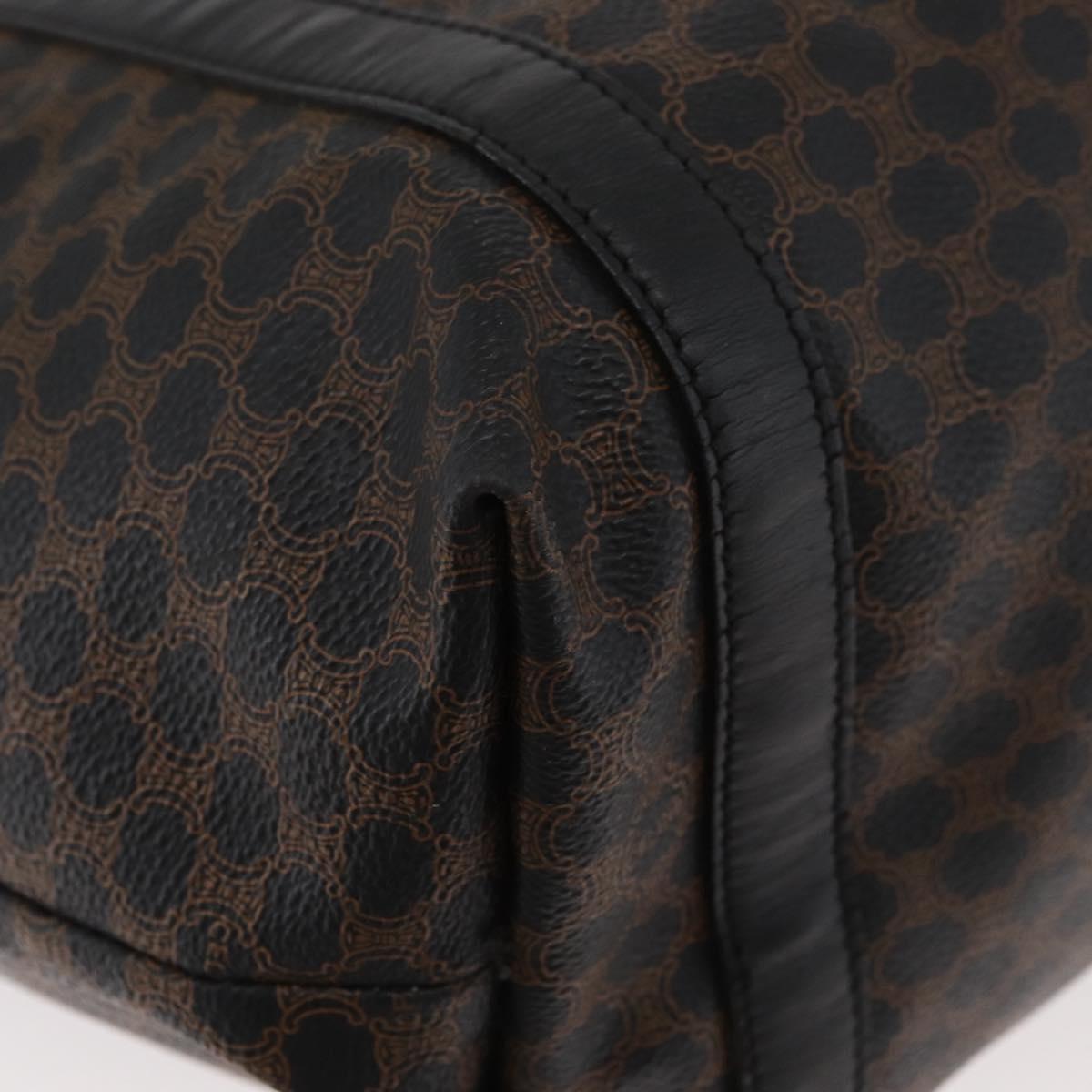 CELINE Macadam Canvas Tote Bag PVC Leather Black Gold Auth 179914