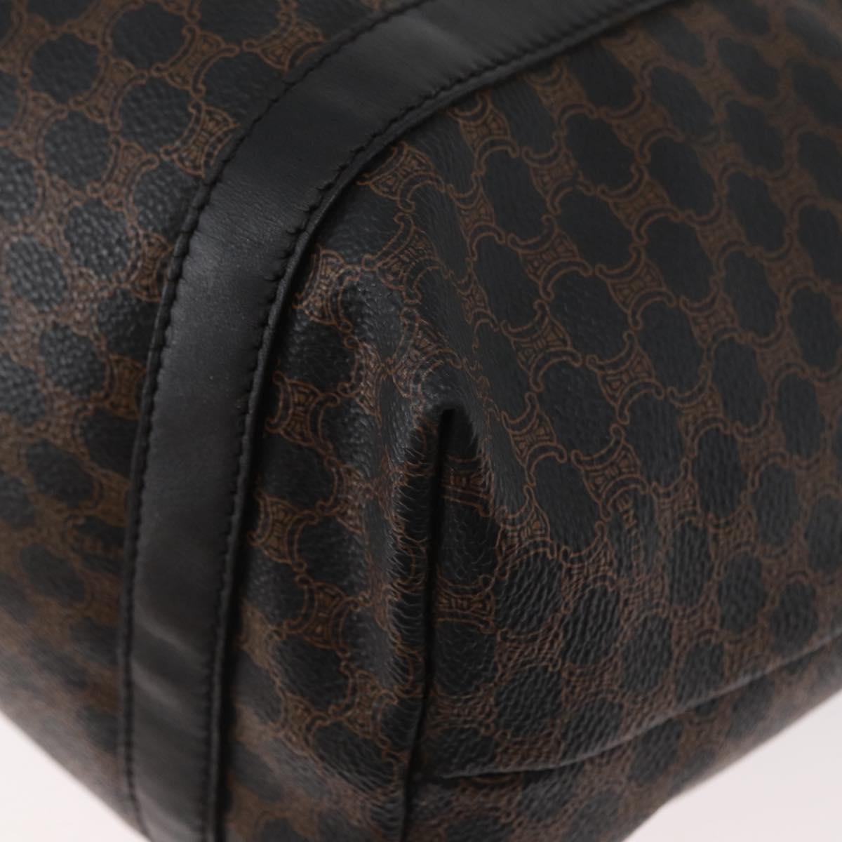 CELINE Macadam Canvas Tote Bag PVC Leather Black Gold Auth 179914