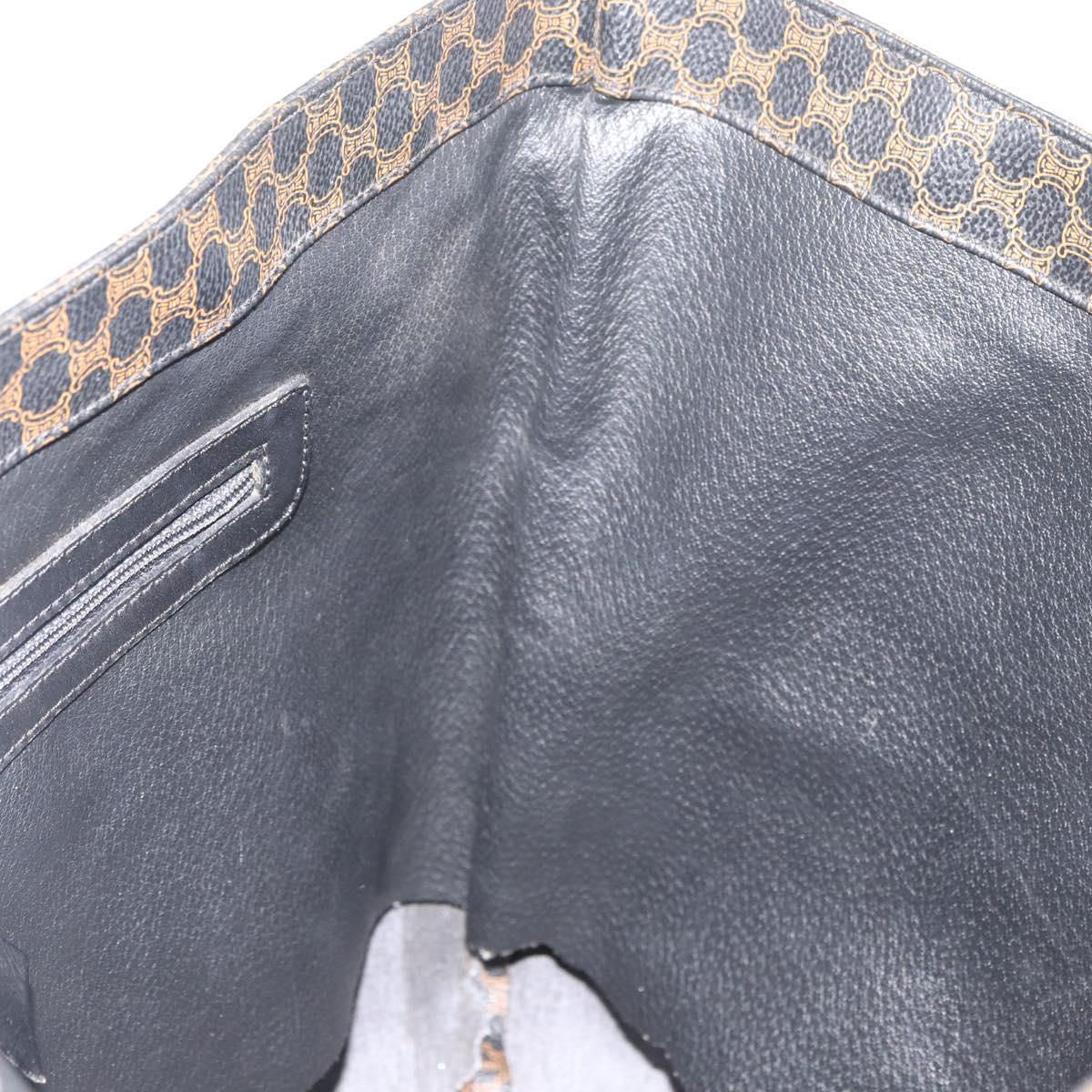 CELINE Macadam Canvas Tote Bag PVC Leather Black Gold Auth 179914