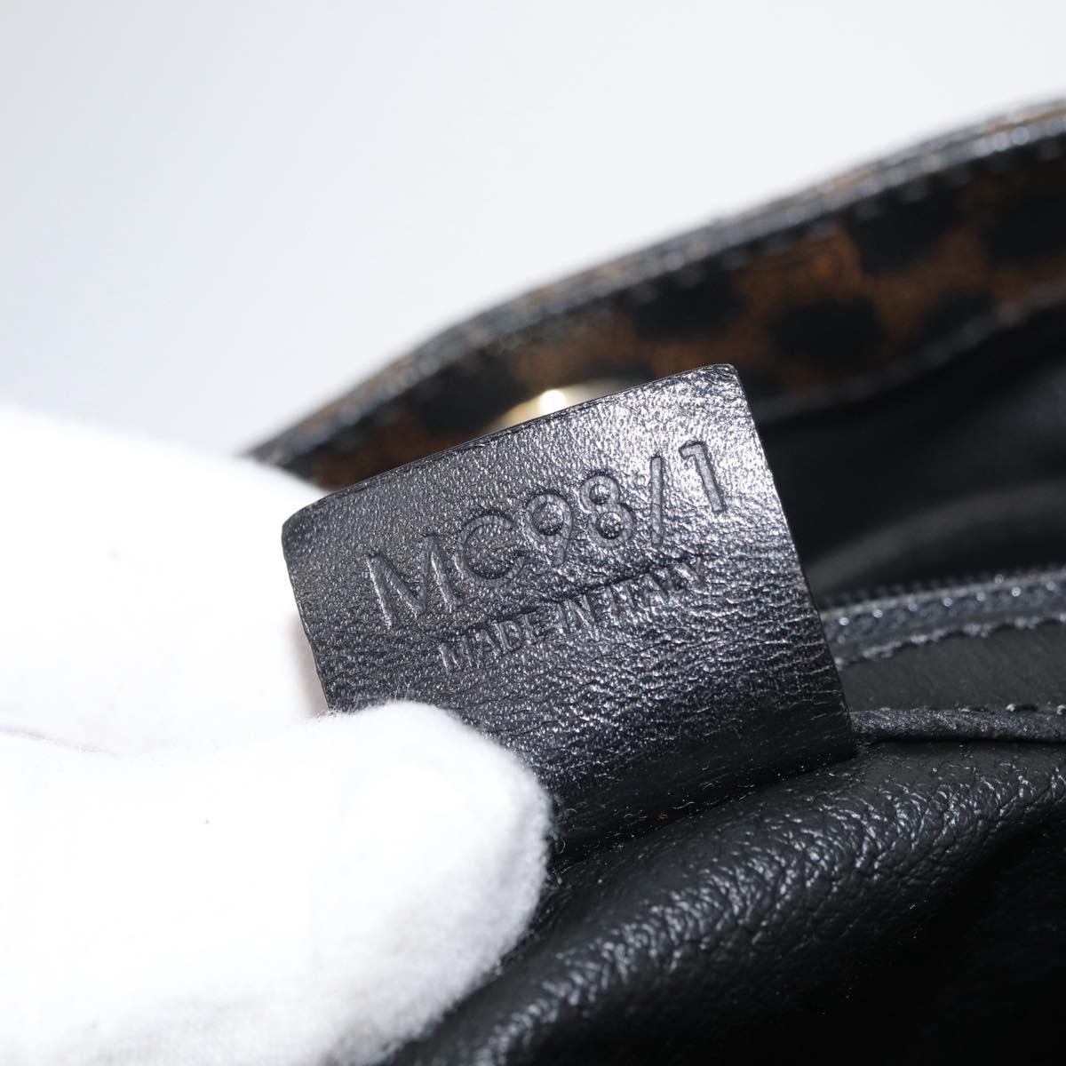 CELINE Macadam Canvas Tote Bag PVC Leather Black Gold Auth 179914