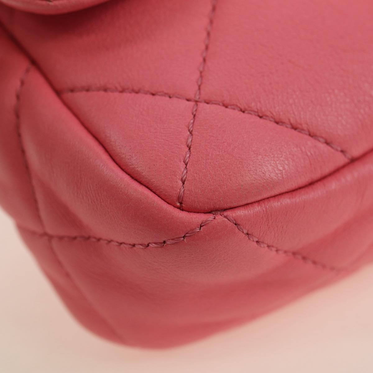 CHANEL Matelasse Chain Shoulder Bag Lamb Skin Gold Pink CC Auth 179920SAM