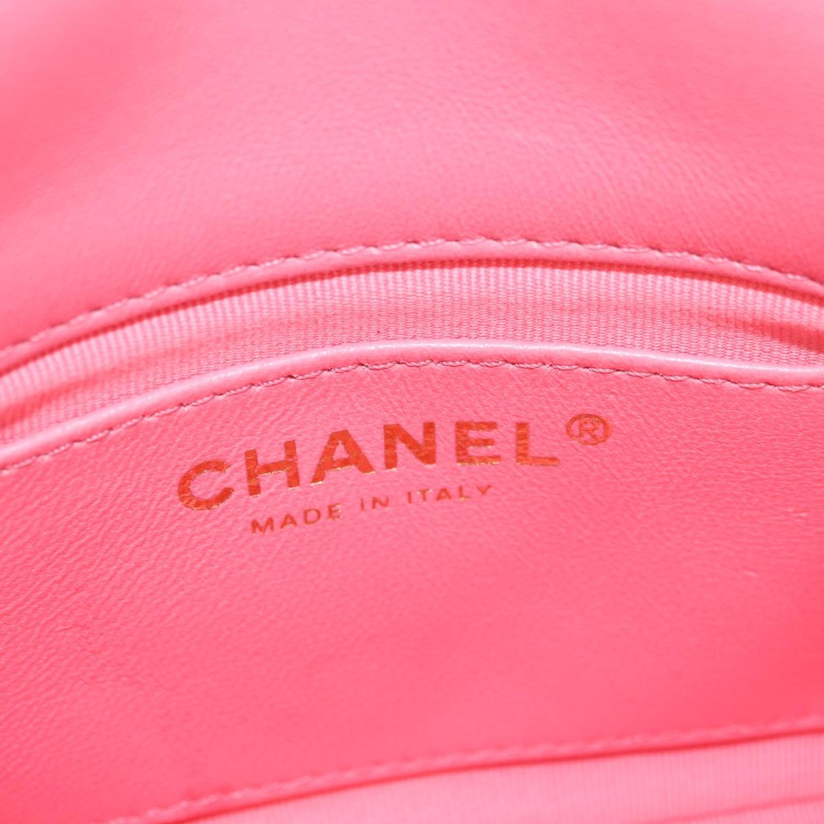 CHANEL Matelasse Chain Shoulder Bag Lamb Skin Gold Pink CC Auth 179920SAM