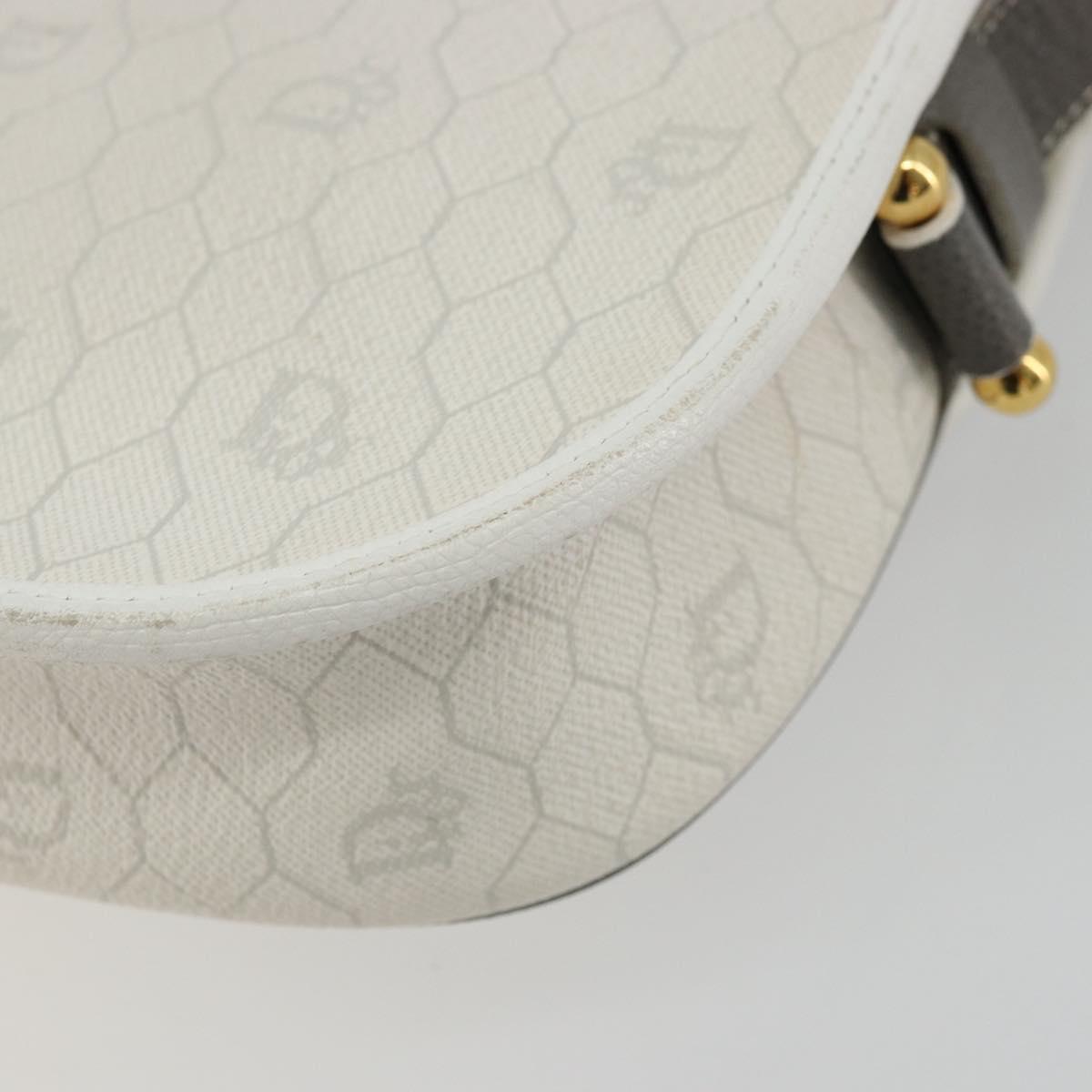 Christian Dior Honeycomb Canvas Shoulder Bag PVC White Gold Auth 179931