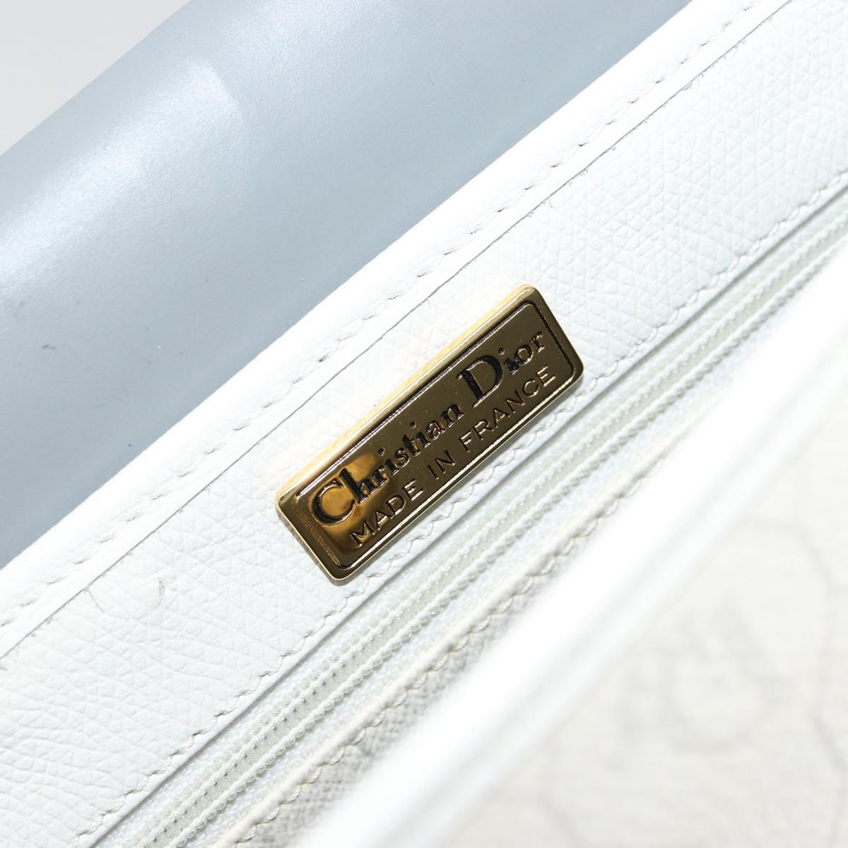 Christian Dior Honeycomb Canvas Shoulder Bag PVC White Gold Auth 179931