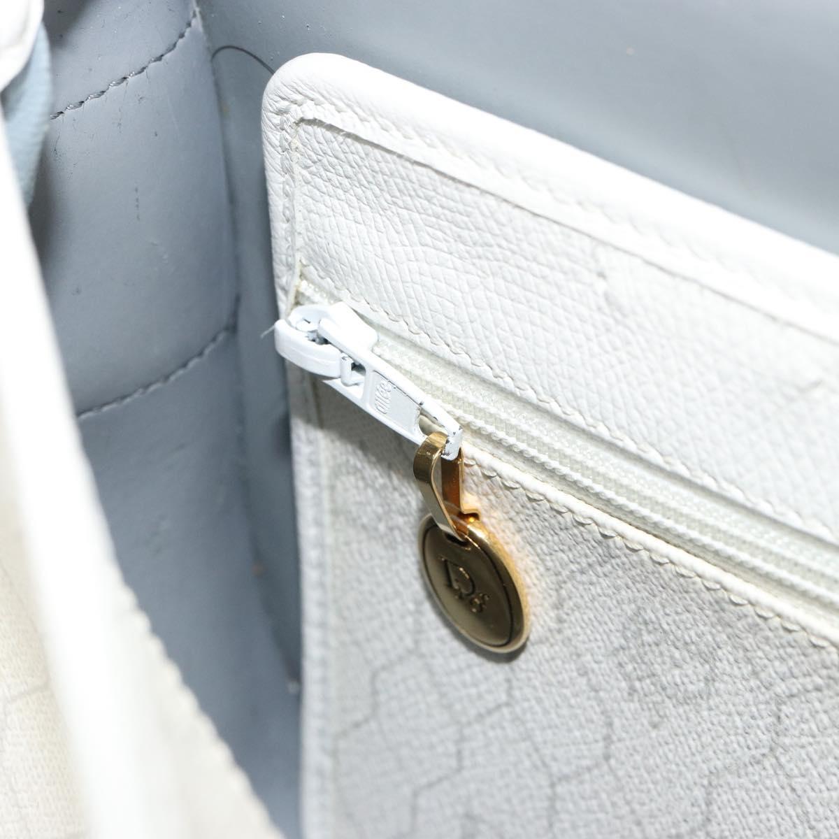 Christian Dior Honeycomb Canvas Shoulder Bag PVC White Gold Auth 179931