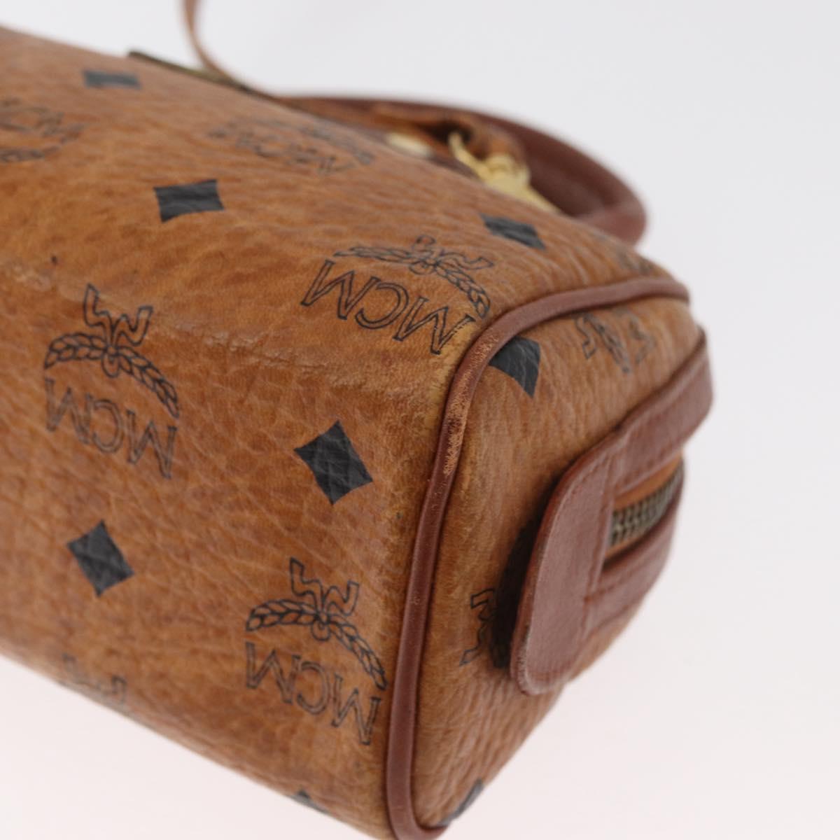 MCM Logogram Vicetos Mini Boston Bag PVC 2way Brown Gold Auth 179932