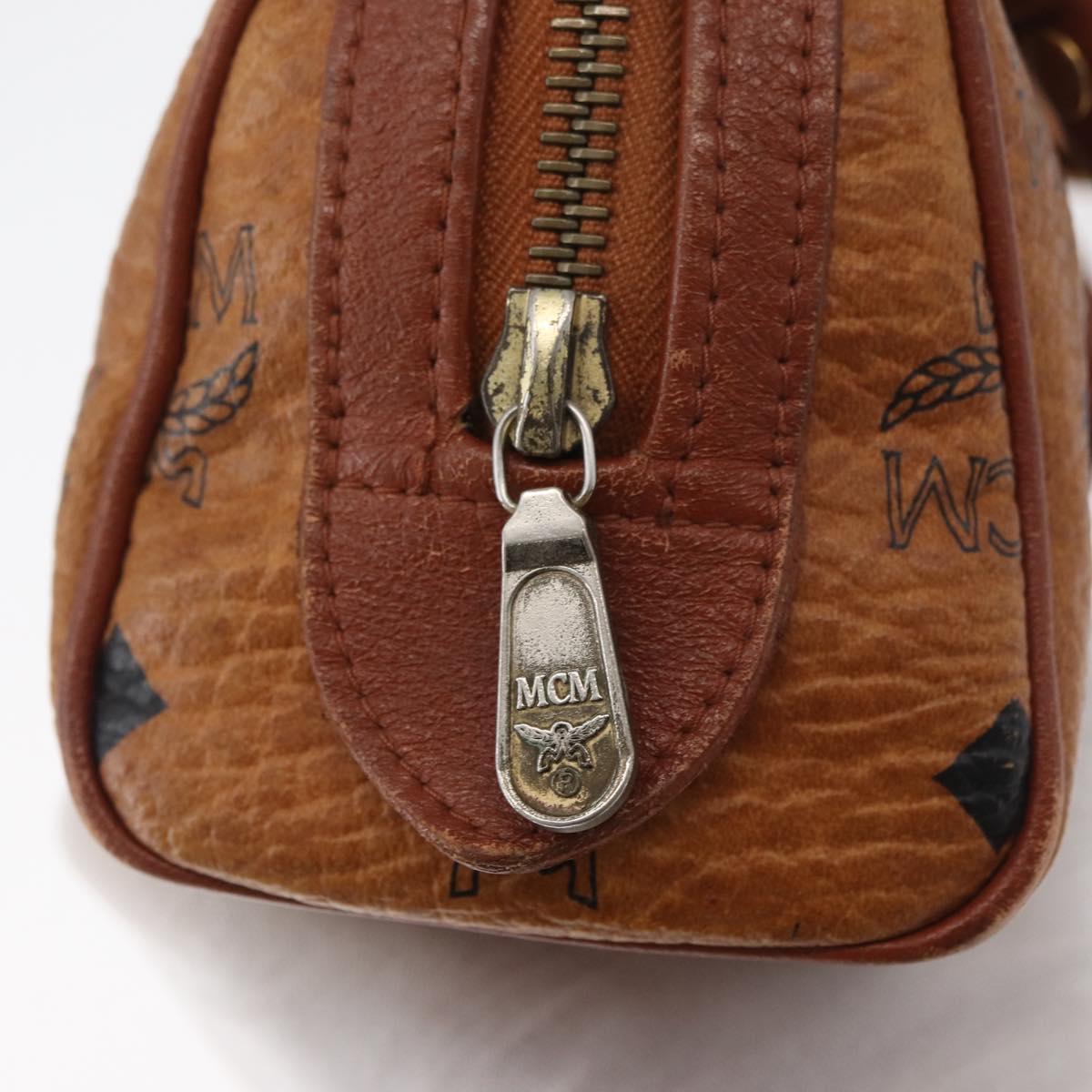 MCM Logogram Vicetos Mini Boston Bag PVC 2way Brown Gold Auth 179932