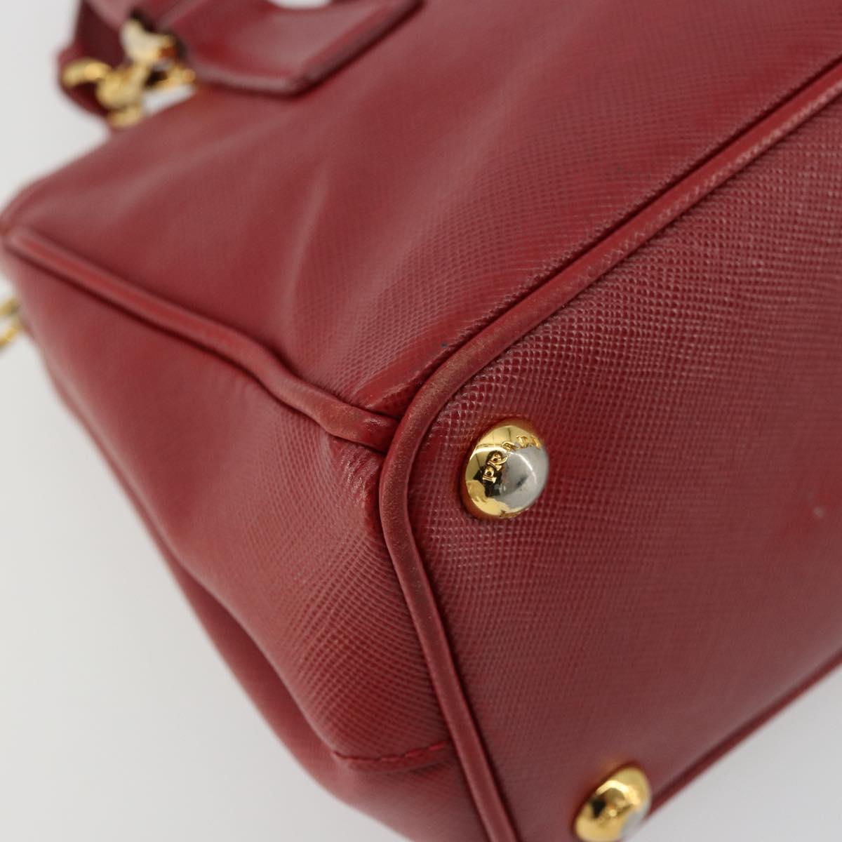 PRADA Hand Bag Safiano leather 2way Red Gold Auth 179933