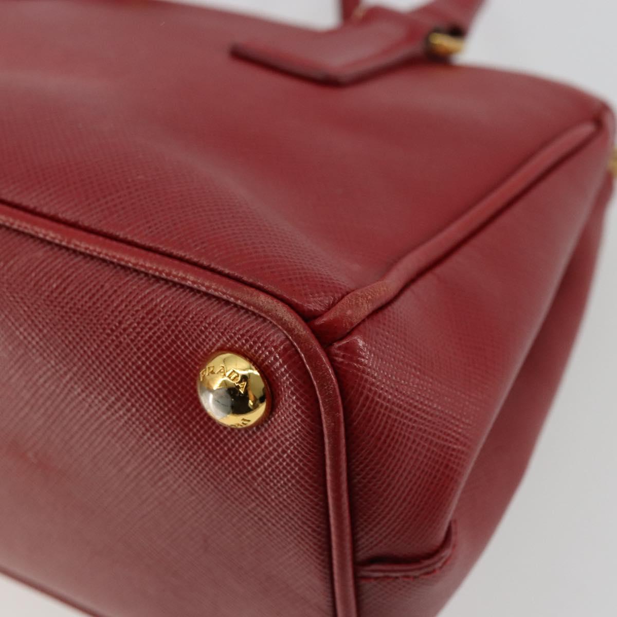 PRADA Hand Bag Safiano leather 2way Red Gold Auth 179933