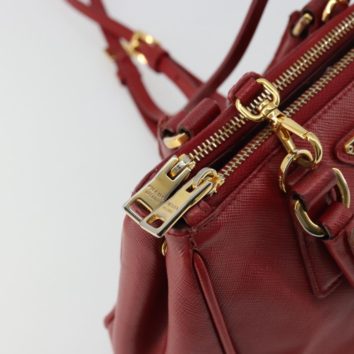 PRADA Hand Bag Safiano leather 2way Red Gold Auth 179933