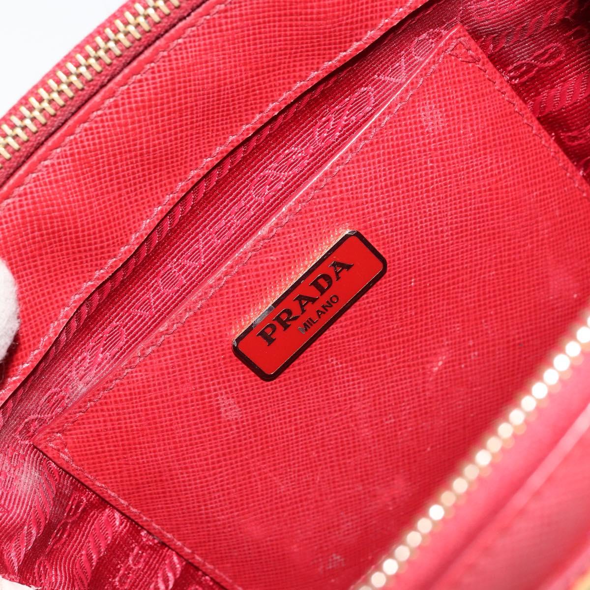PRADA Hand Bag Safiano leather 2way Red Gold Auth 179933