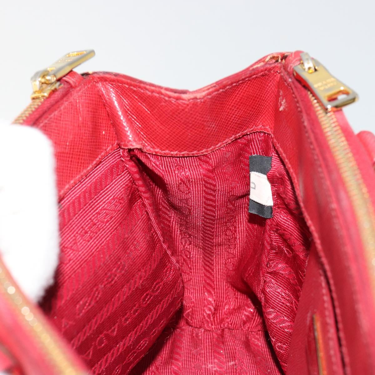 PRADA Hand Bag Safiano leather 2way Red Gold Auth 179933