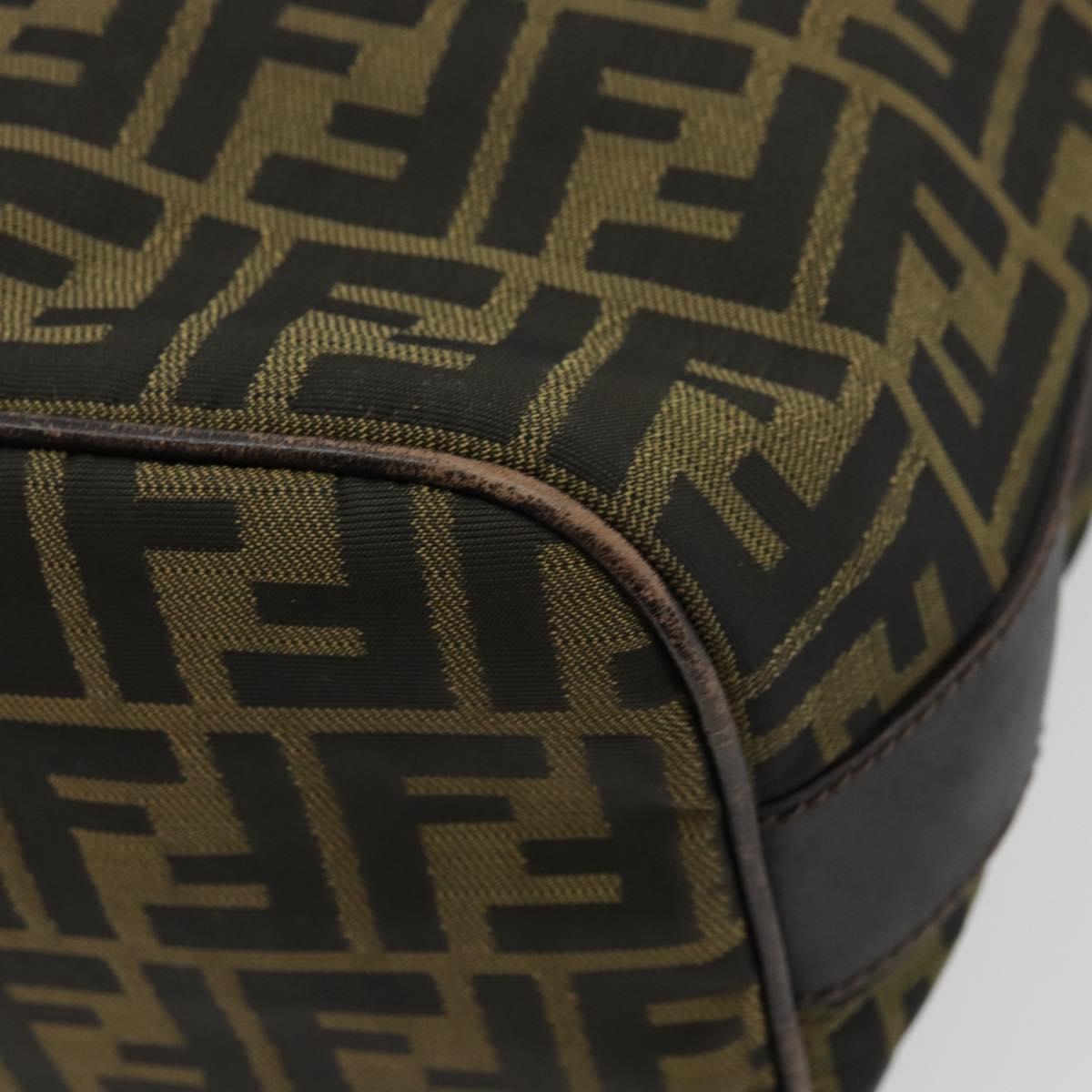 FENDI Zucca Canvas Shoulder Bag Black Brown Auth 179934A