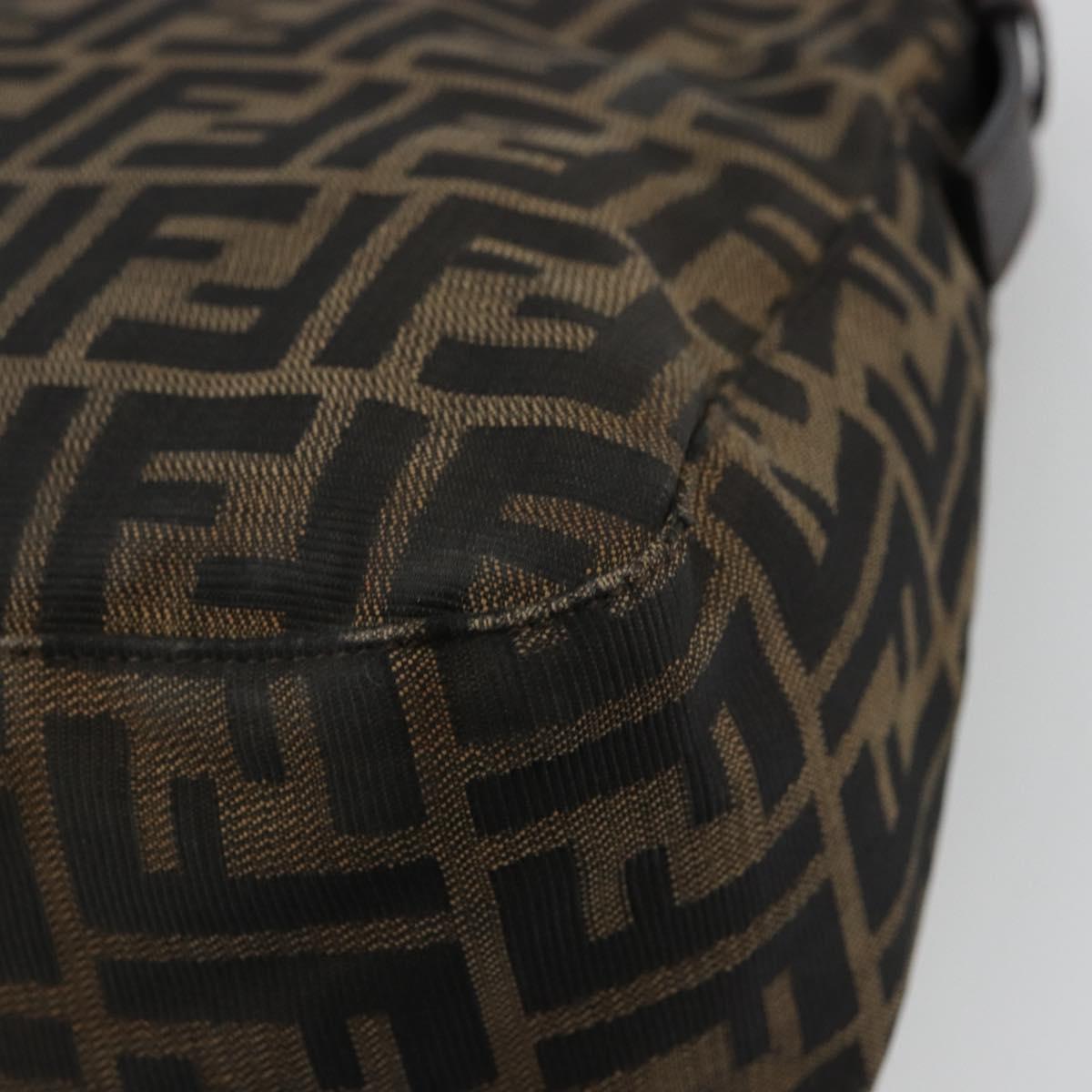 FENDI Zucca Canvas Mamma Baguette Shoulder Bag Black Brown Auth 179939A