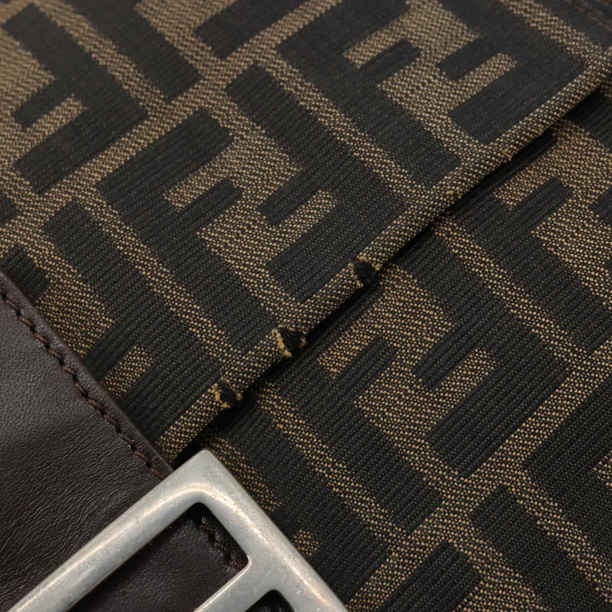FENDI Zucca Canvas Mamma Baguette Shoulder Bag Black Brown Auth 179939A
