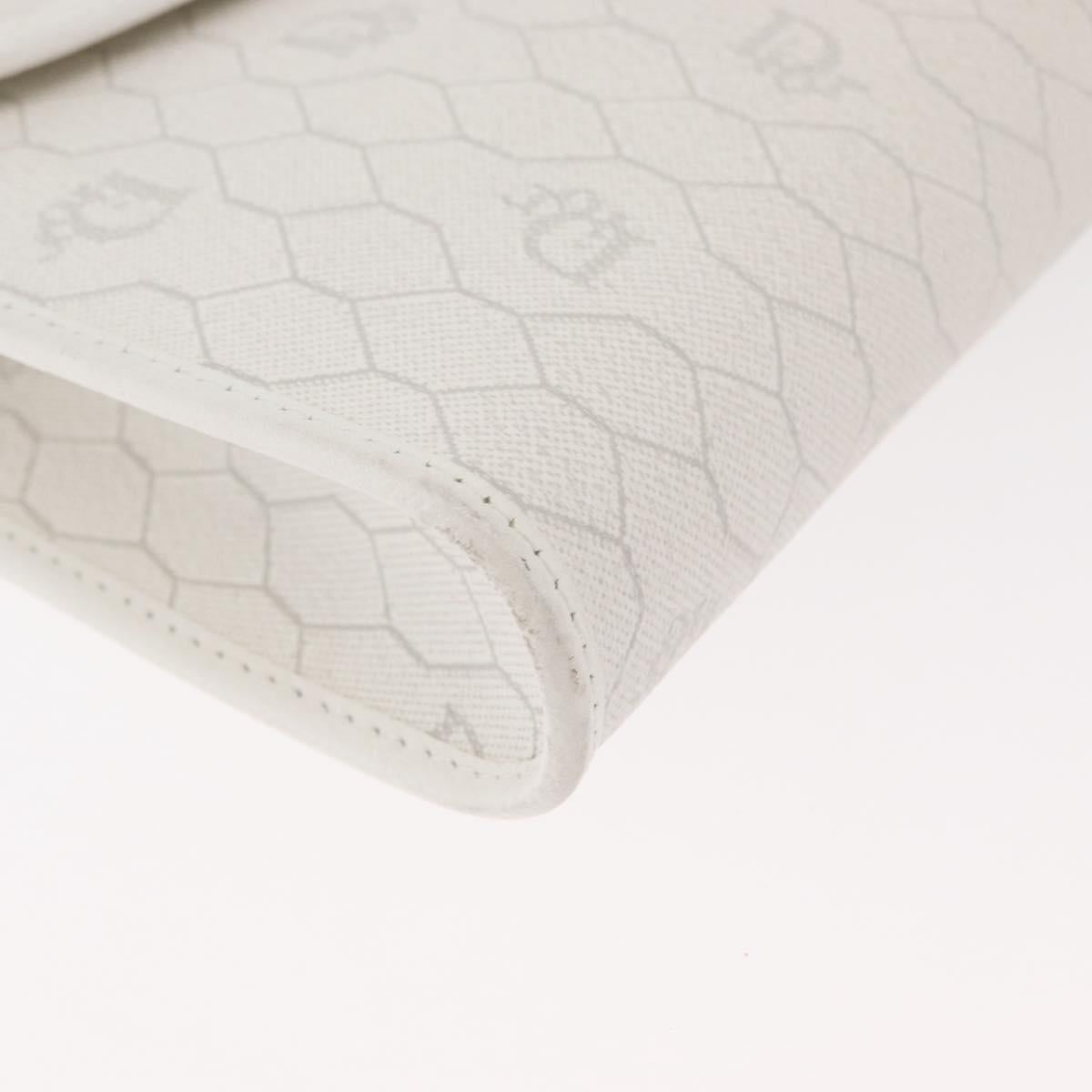Christian Dior Honeycomb Canvas Shoulder Bag PVC White Gold Auth 179940A