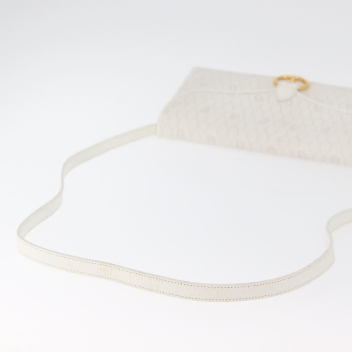 Christian Dior Honeycomb Canvas Shoulder Bag PVC White Gold Auth 179940A