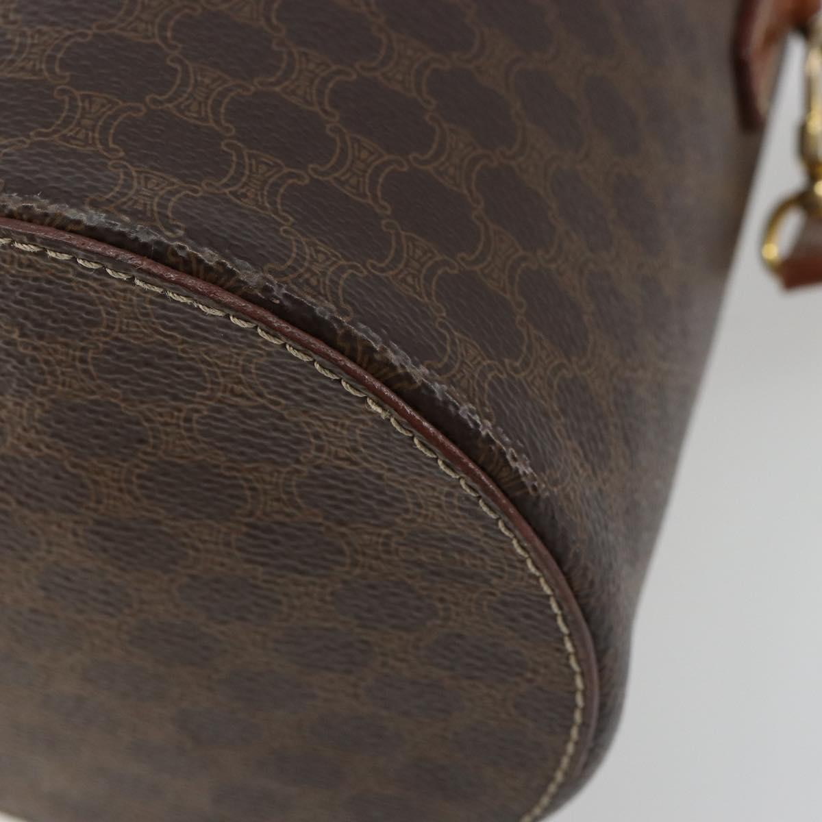 CELINE Macadam Canvas Shoulder Bag PVC Leather Brown Gold Auth 179946