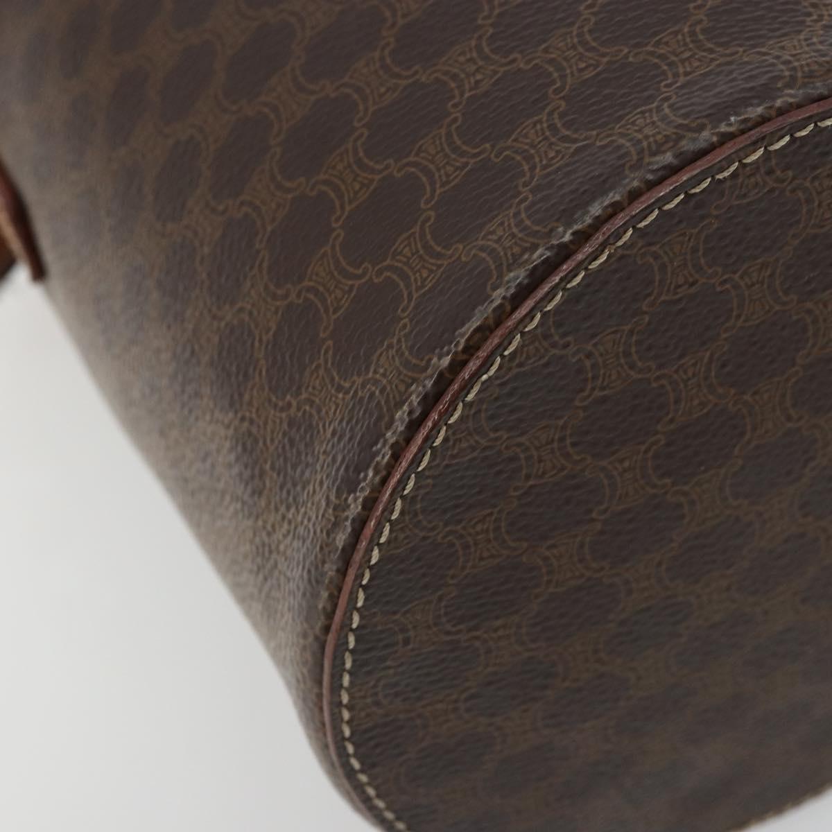 CELINE Macadam Canvas Shoulder Bag PVC Leather Brown Gold Auth 179946