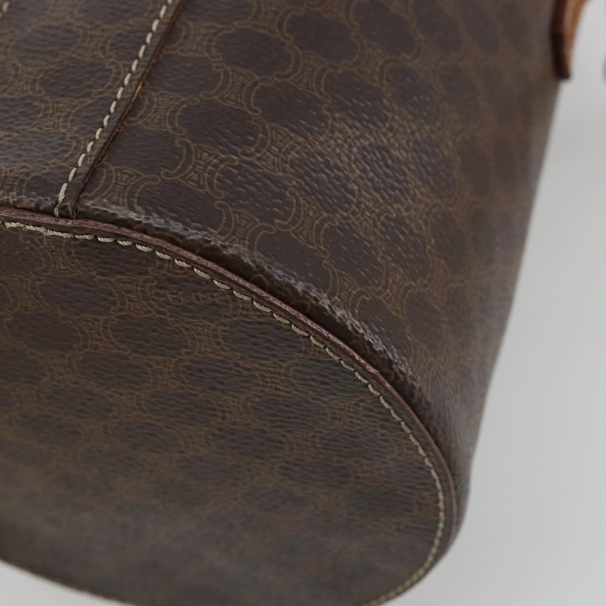 CELINE Macadam Canvas Shoulder Bag PVC Leather Brown Gold Auth 179946