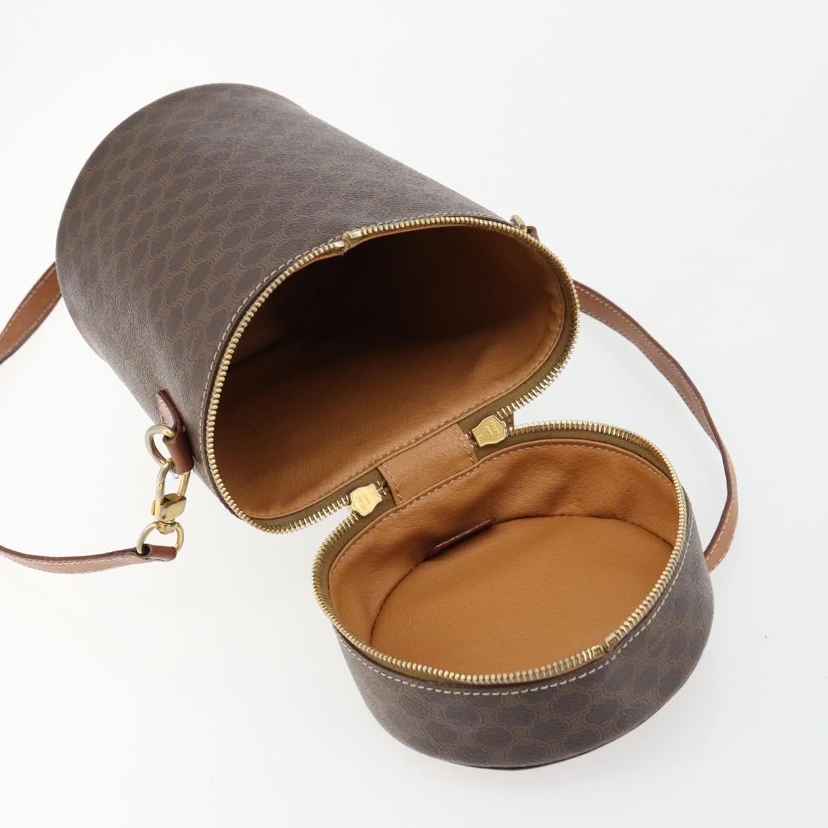 CELINE Macadam Canvas Shoulder Bag PVC Leather Brown Gold Auth 179946
