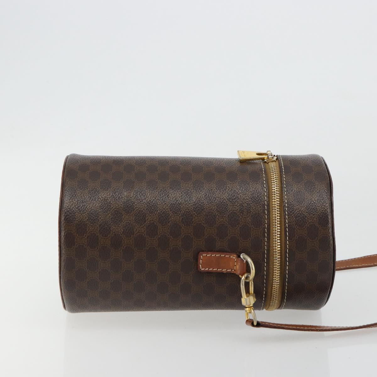 CELINE Macadam Canvas Shoulder Bag PVC Leather Brown Gold Auth 179946