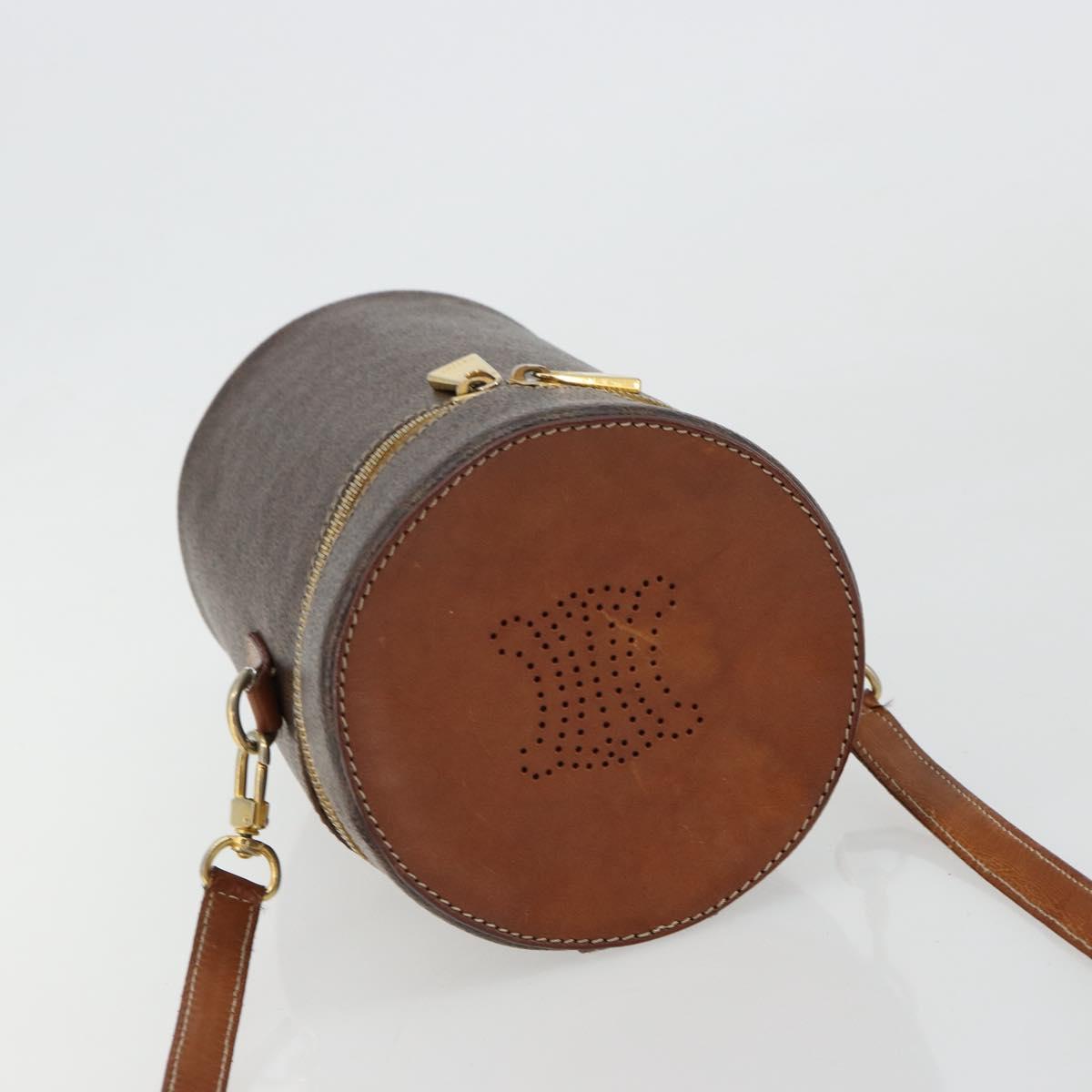CELINE Macadam Canvas Shoulder Bag PVC Leather Brown Gold Auth 179946