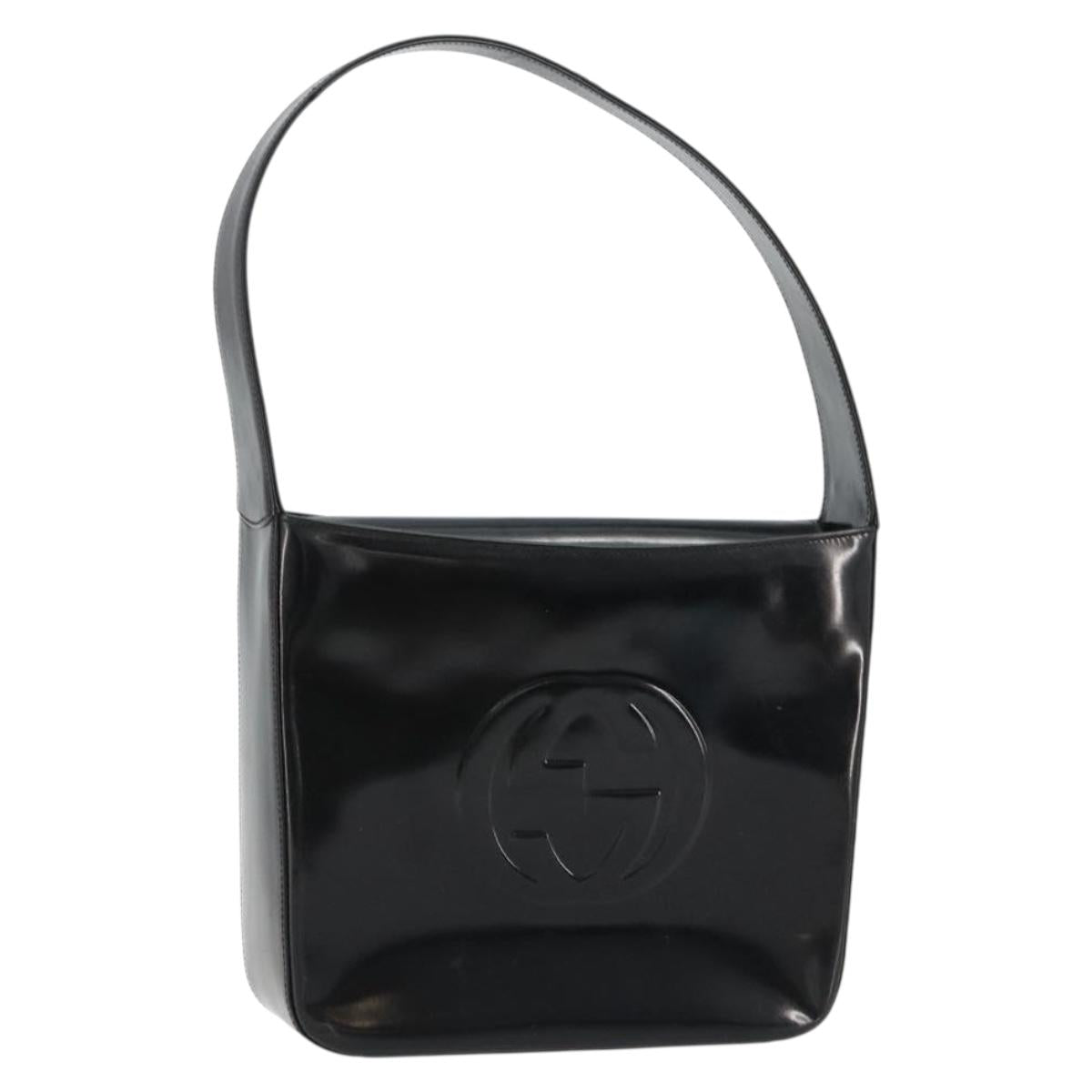 GUCCI Soho Shoulder Bag Patent leather Black Silver Auth 179948