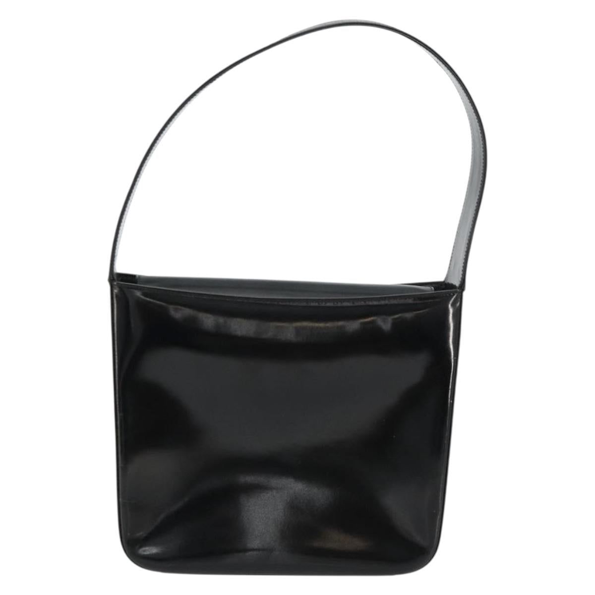 GUCCI Soho Shoulder Bag Patent leather Black Silver Auth 179948