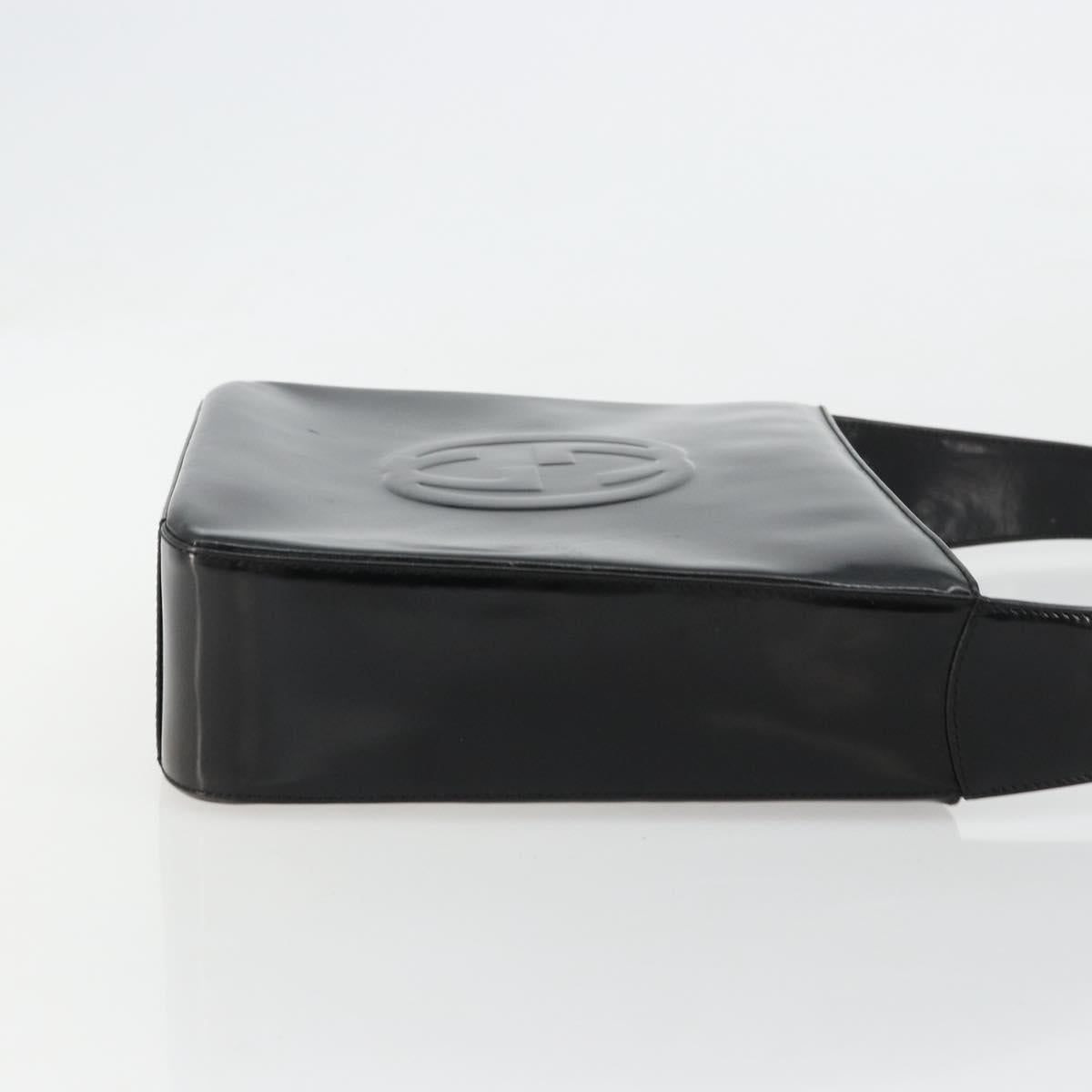 GUCCI Soho Shoulder Bag Patent leather Black Silver Auth 179948
