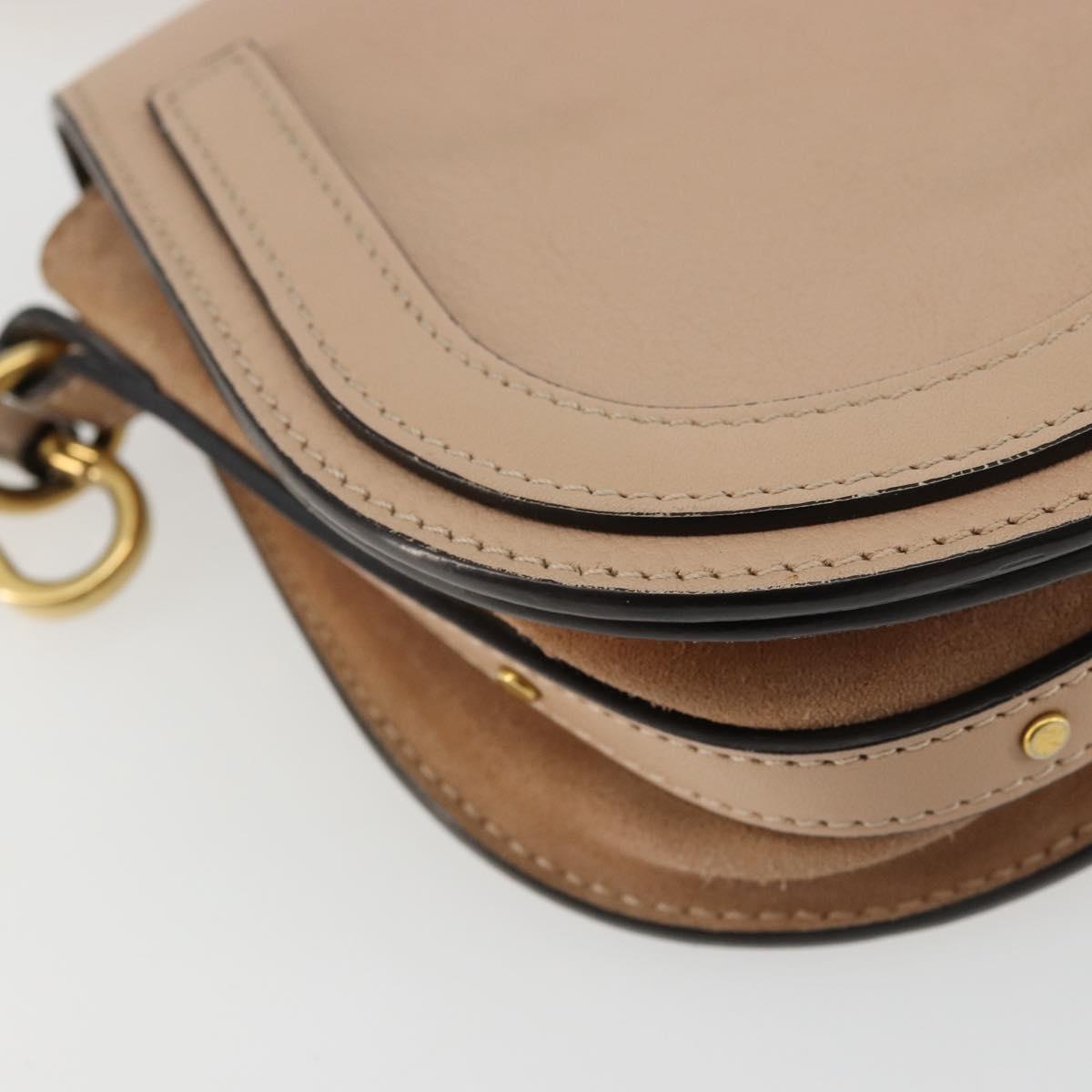 Chloe Nile Hand Bag Leather 2way Beige Gold Auth 179953A