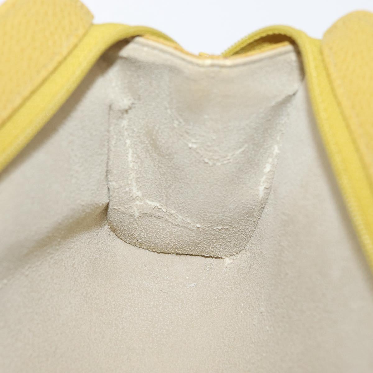 CHANEL Pouch Caviar Skin Yellow Gold CC Auth 179955